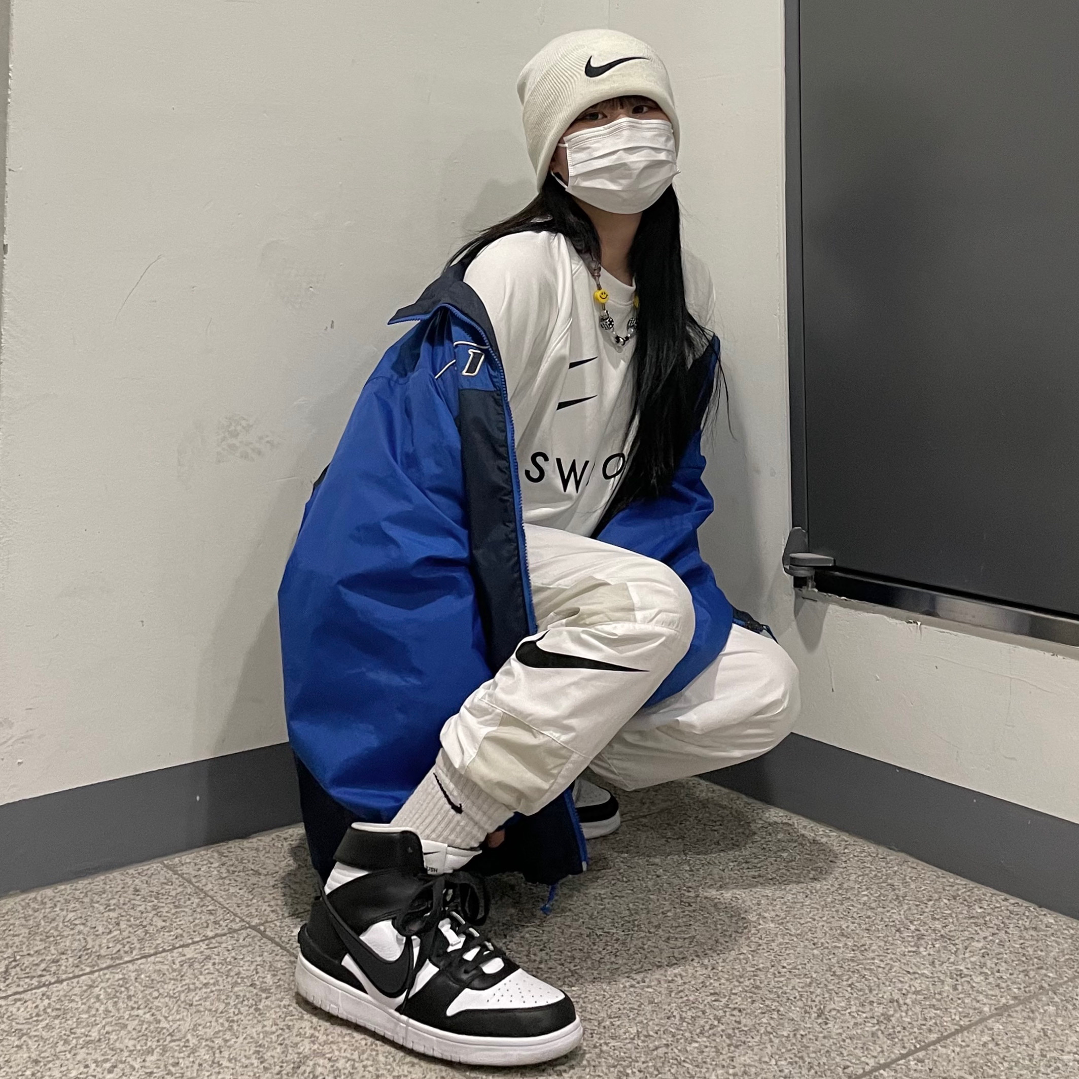 Nike x Ambush Dunk High Black, Nike x Stussy Cuff Beanie White 착용 스타일 - 1