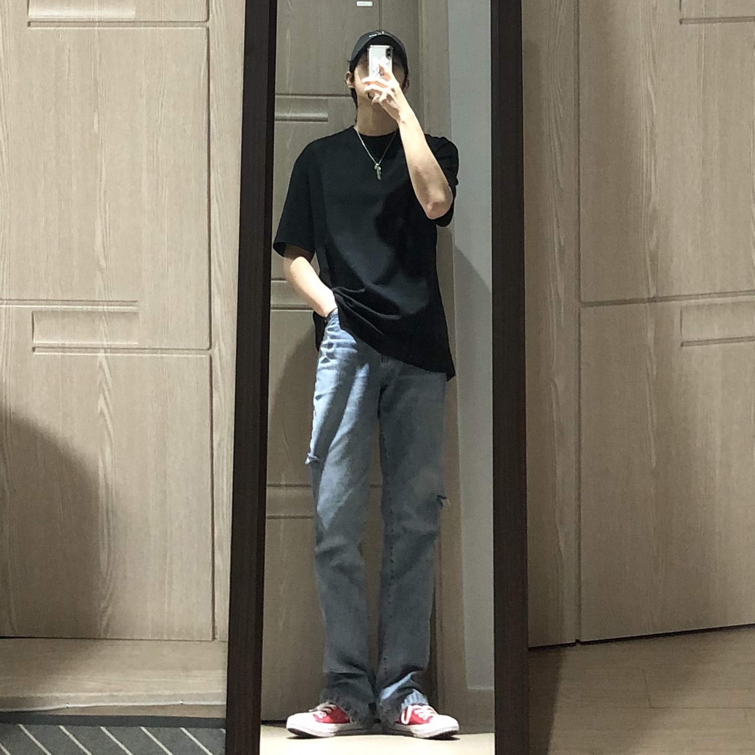 Converse Chuck Taylor All Star Core High Red 착용 스타일