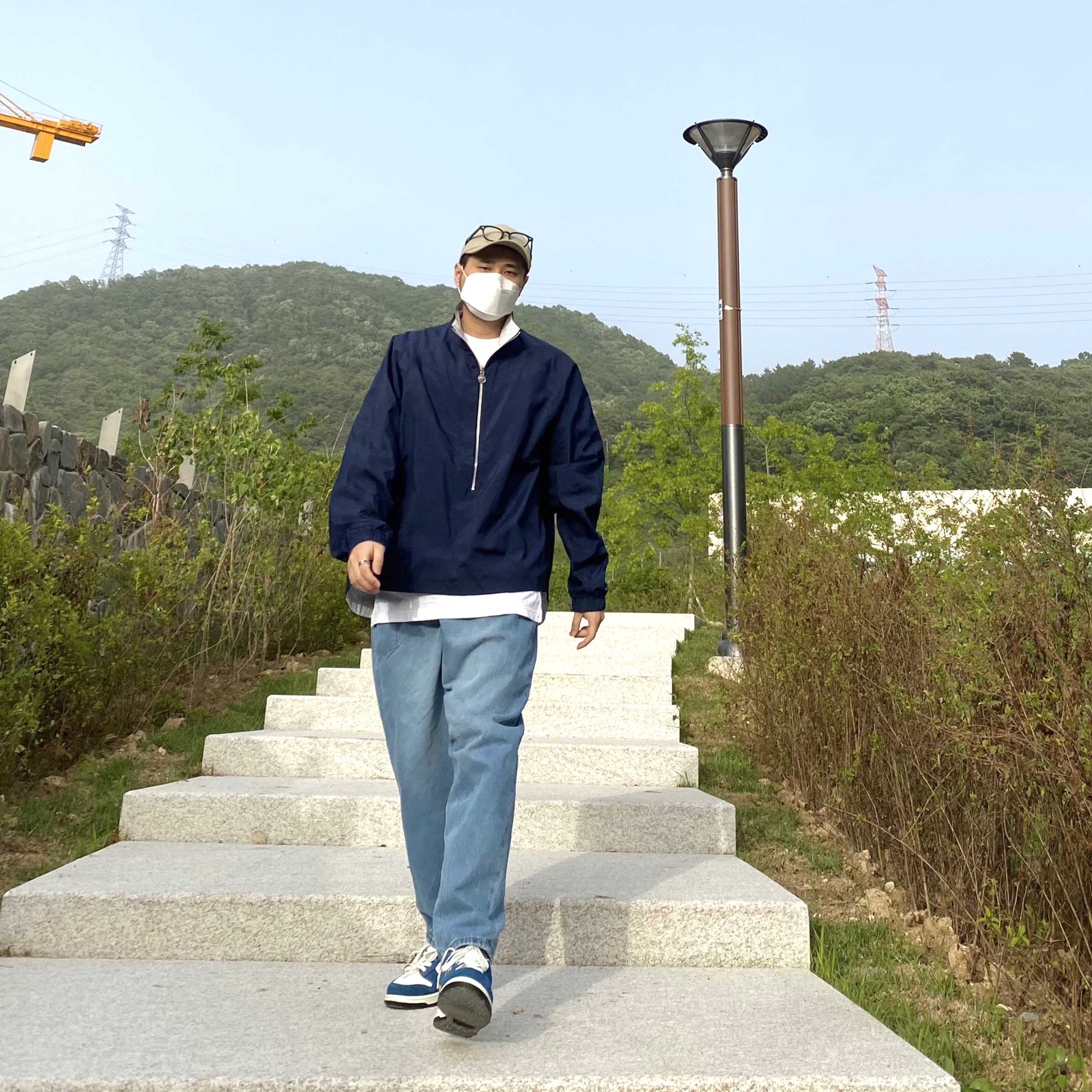 Nike x Kasina Dunk Low 80's Bus, Nike x Kim Jones Reversible Wind Breaker Navy - US/EU 착용 스타일 - 4
