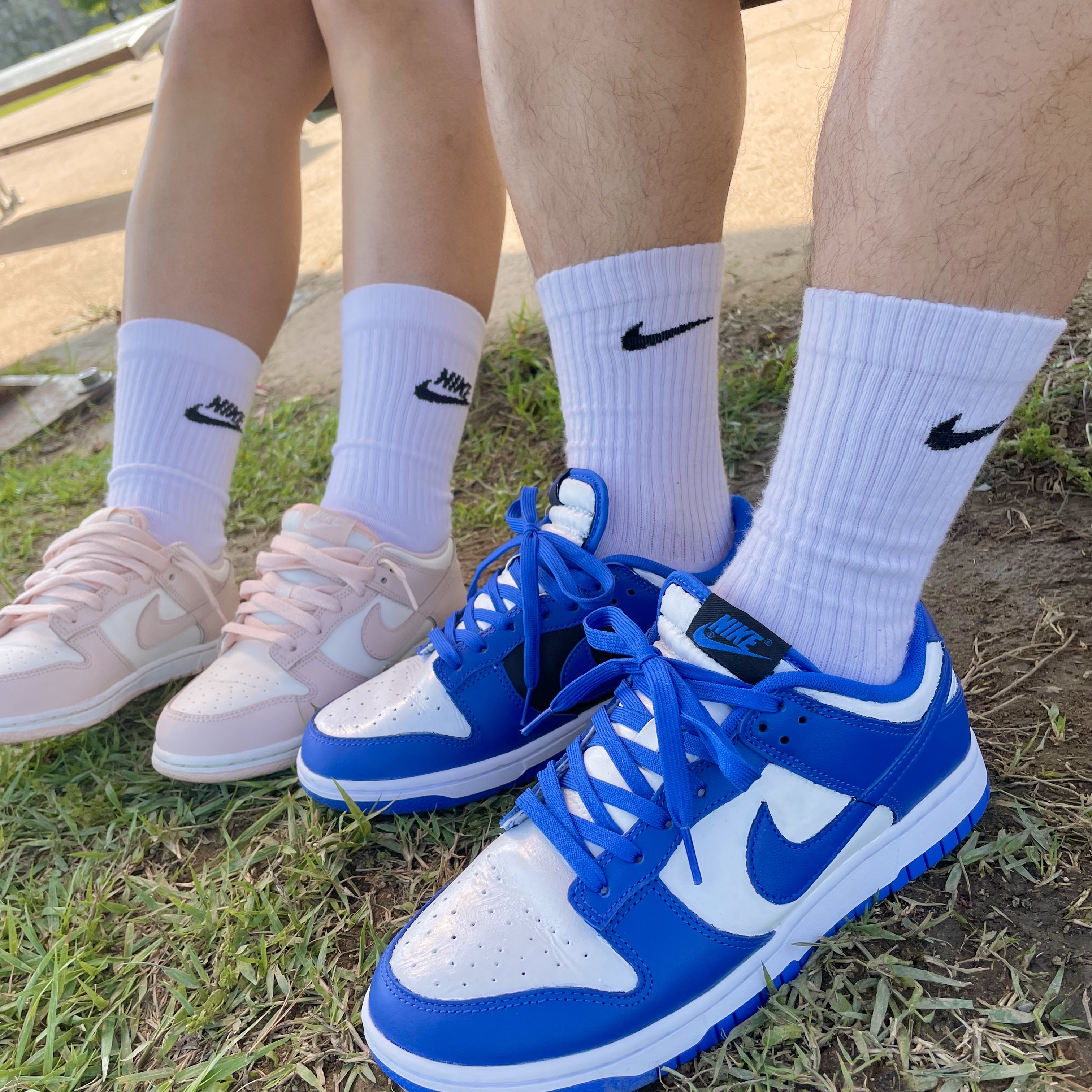 Nike Dunk Low Retro Hyper Cobalt, (W) Nike Dunk Low Orange Pearl 착용 스타일