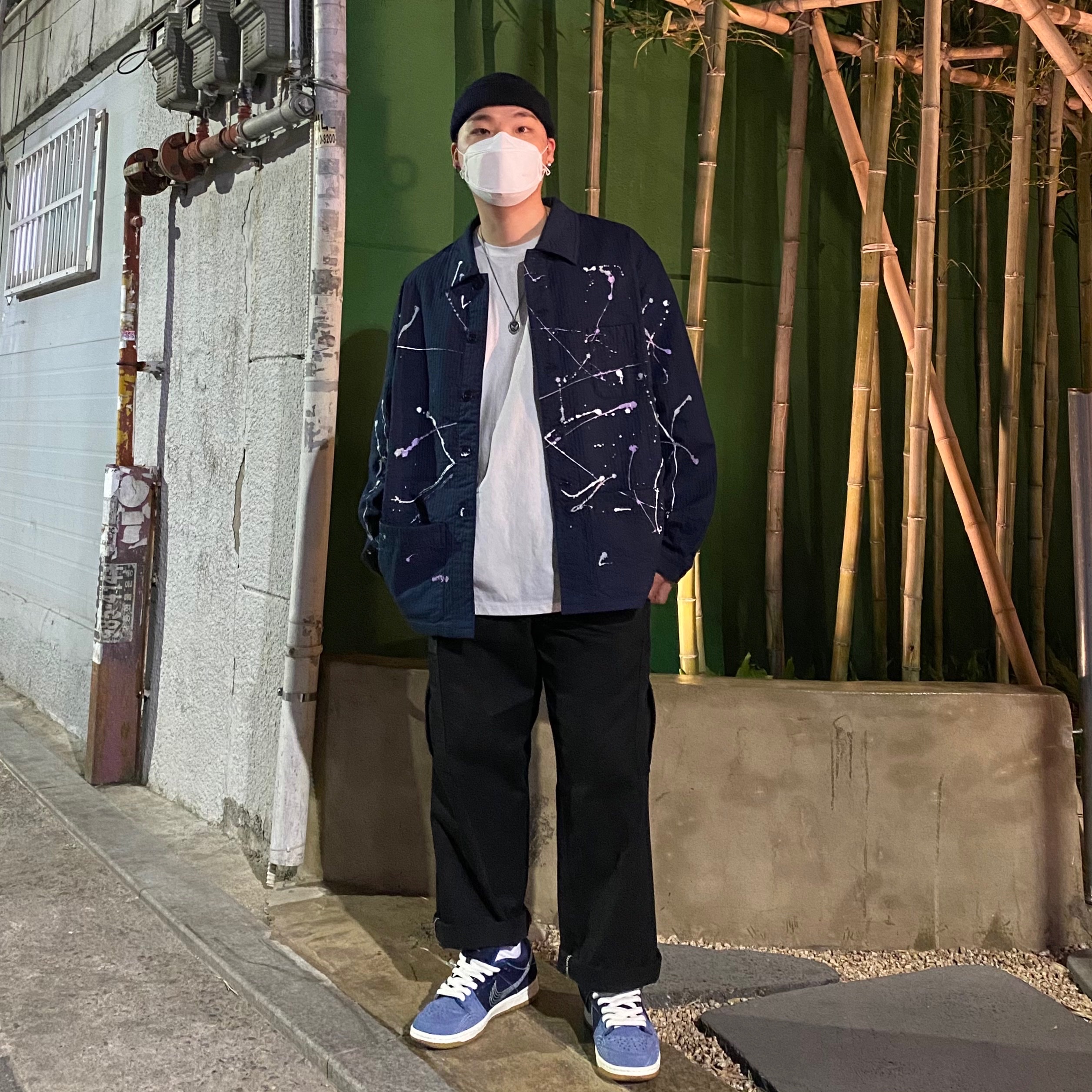 Nike SB Dunk Low Pro Mystic Navy 착용 스타일 - 1