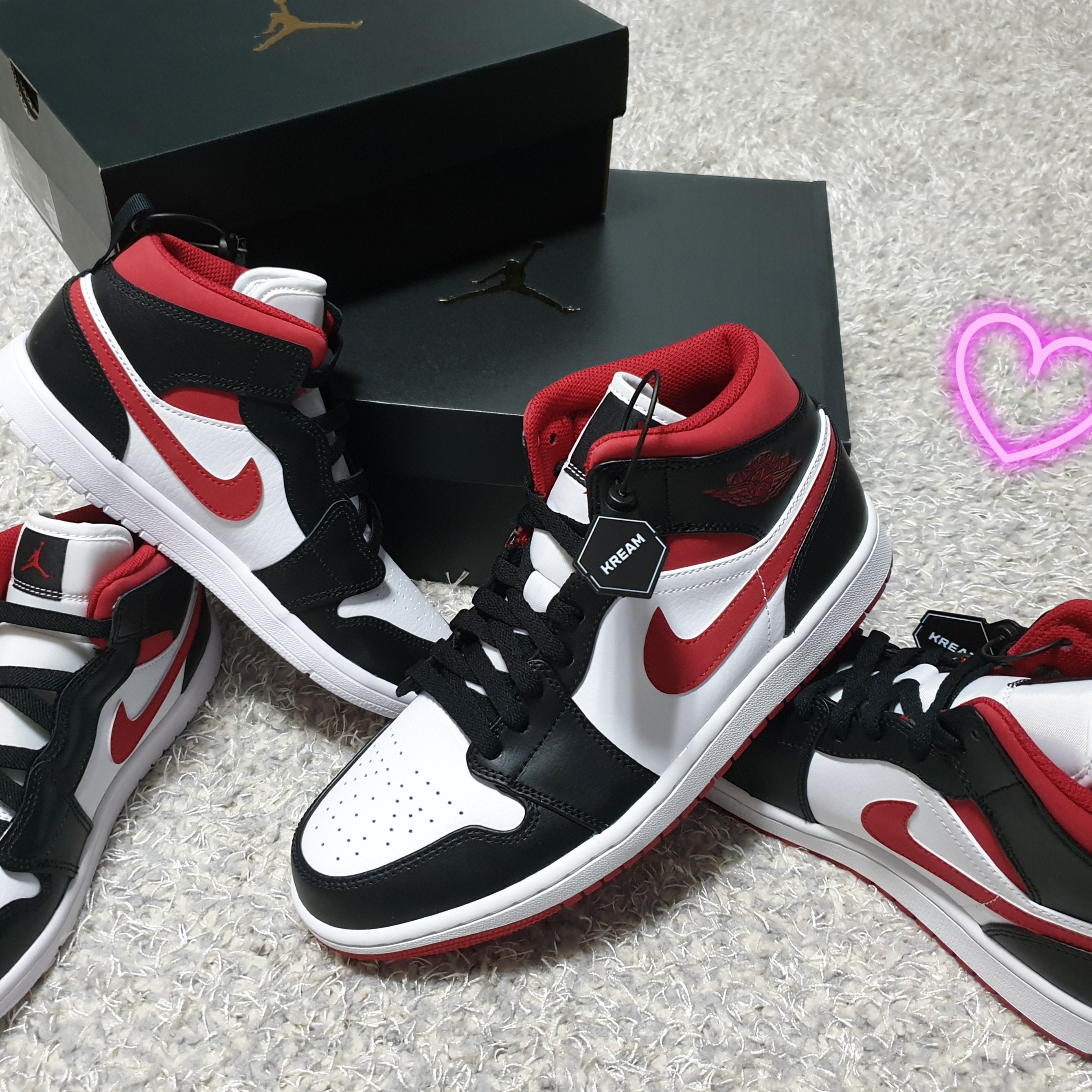Jordan 1 Mid Gym Red Black White, (PS) Jordan 1 Mid Alt Gym Red Black White 착용 스타일