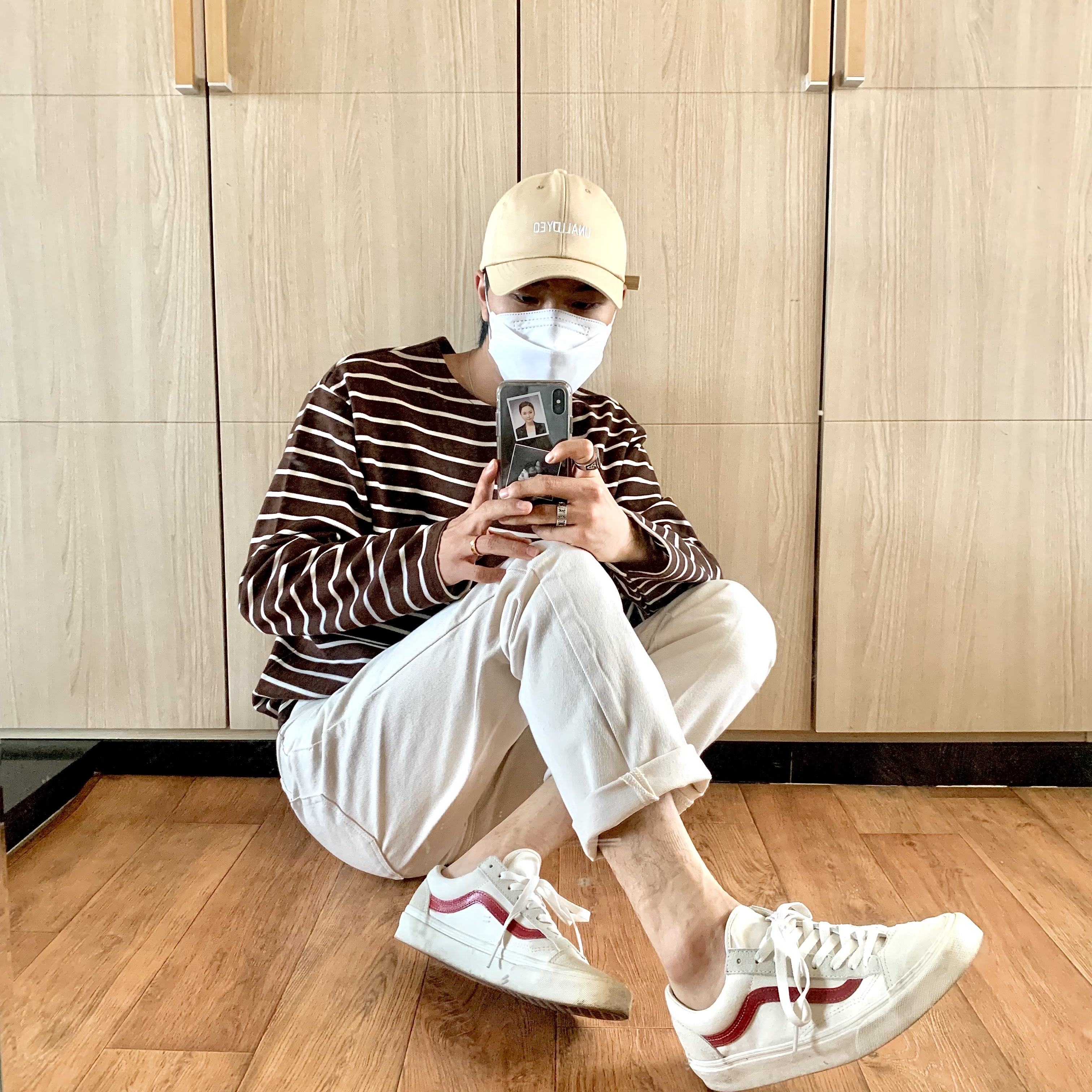 Vans Style 36 Marshmallow Racing Red 착용 스타일