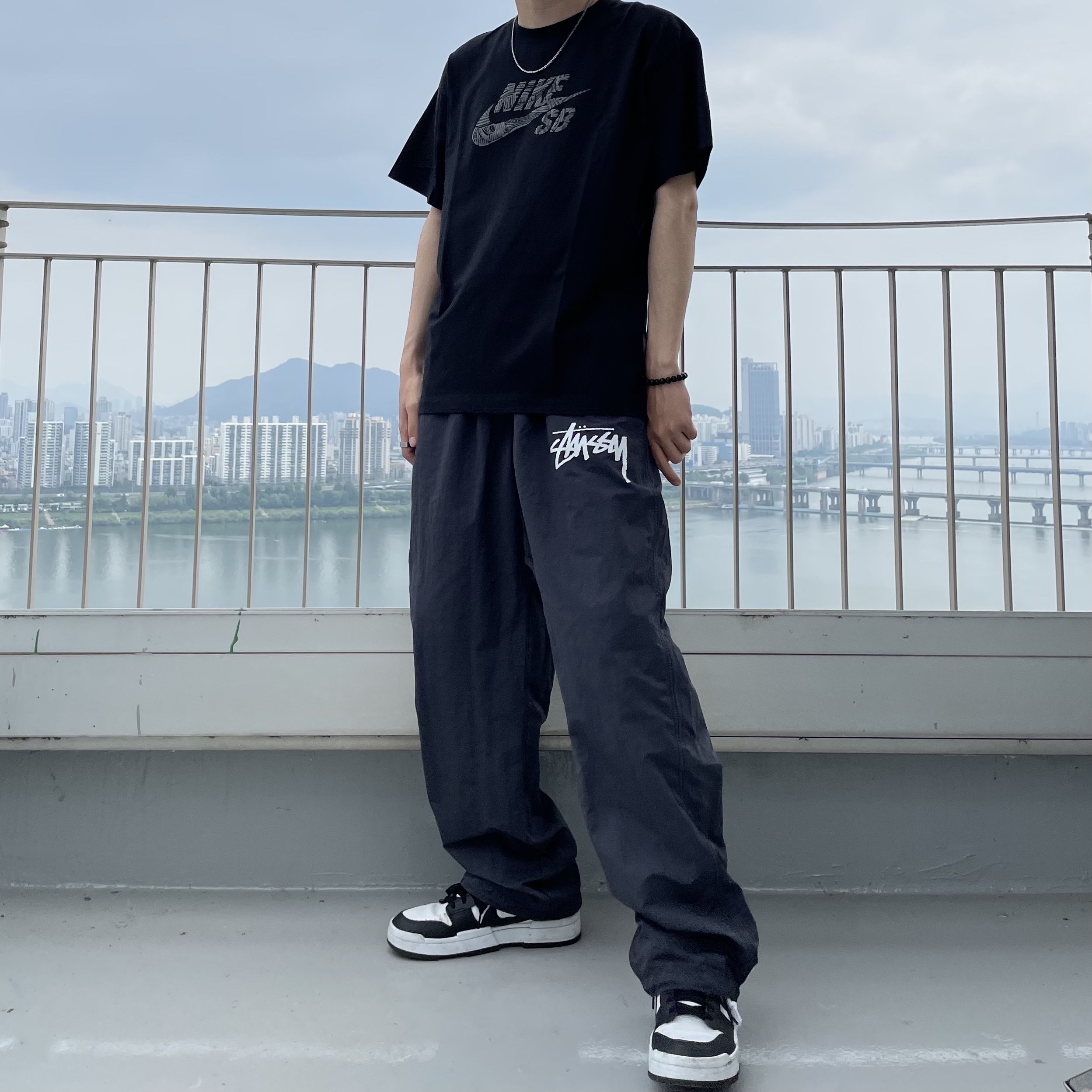 Nike x Stussy Beach Pants Off Noir, (W) Nike Dunk Low Disrupt Black White 착용 스타일