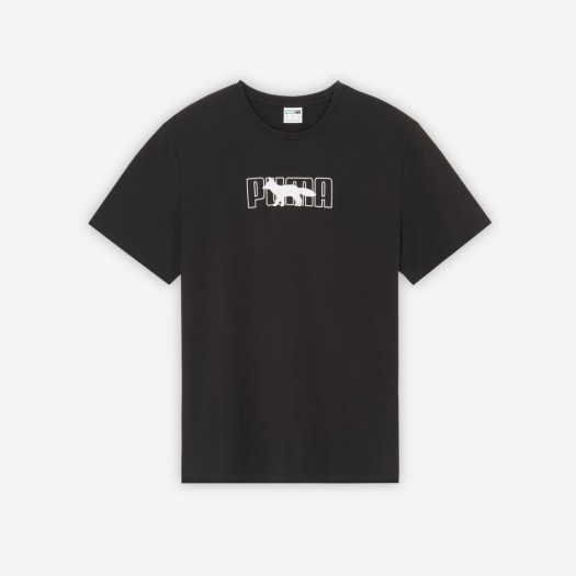 푸마 x 메종 키츠네 로고 프린트 오버사이즈 티셔츠 블랙