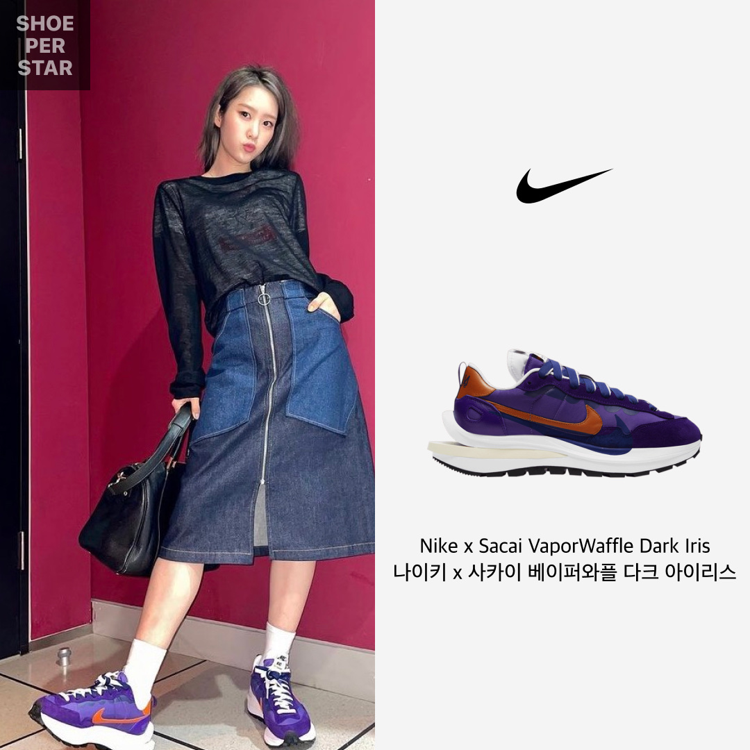 Nike x Sacai VaporWaffle Dark Iris 착용 스타일 - 1