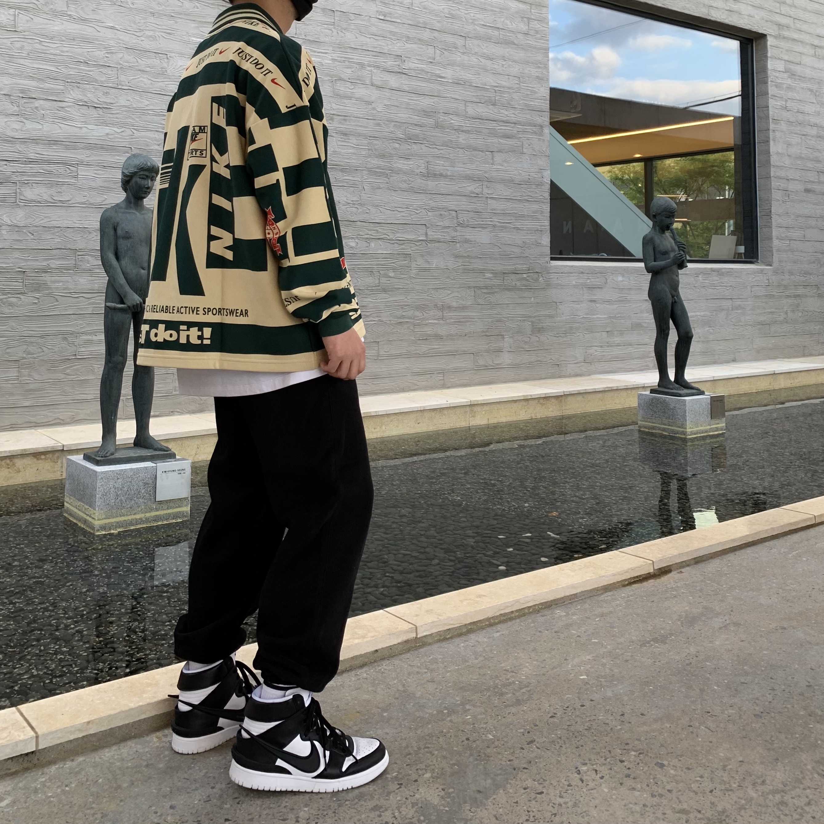 Nike x Ambush Dunk High Black, Nike x Cactus Plant Flea Market Long Sleeve Polo Natural - US/EU 착용 스타일