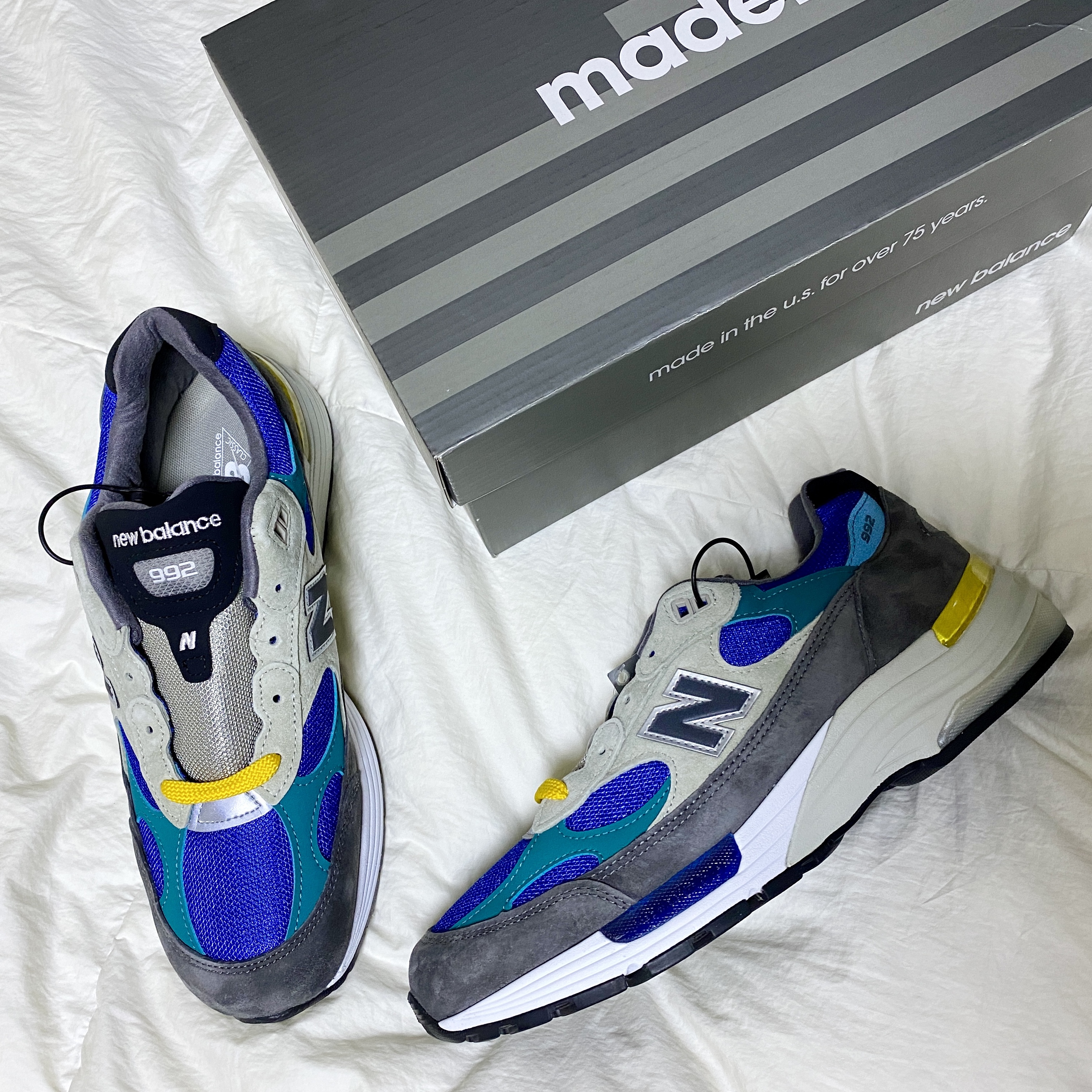 New Balance x Billy's 992 Made in USA Grey Blue Teal 착용 스타일 - 3