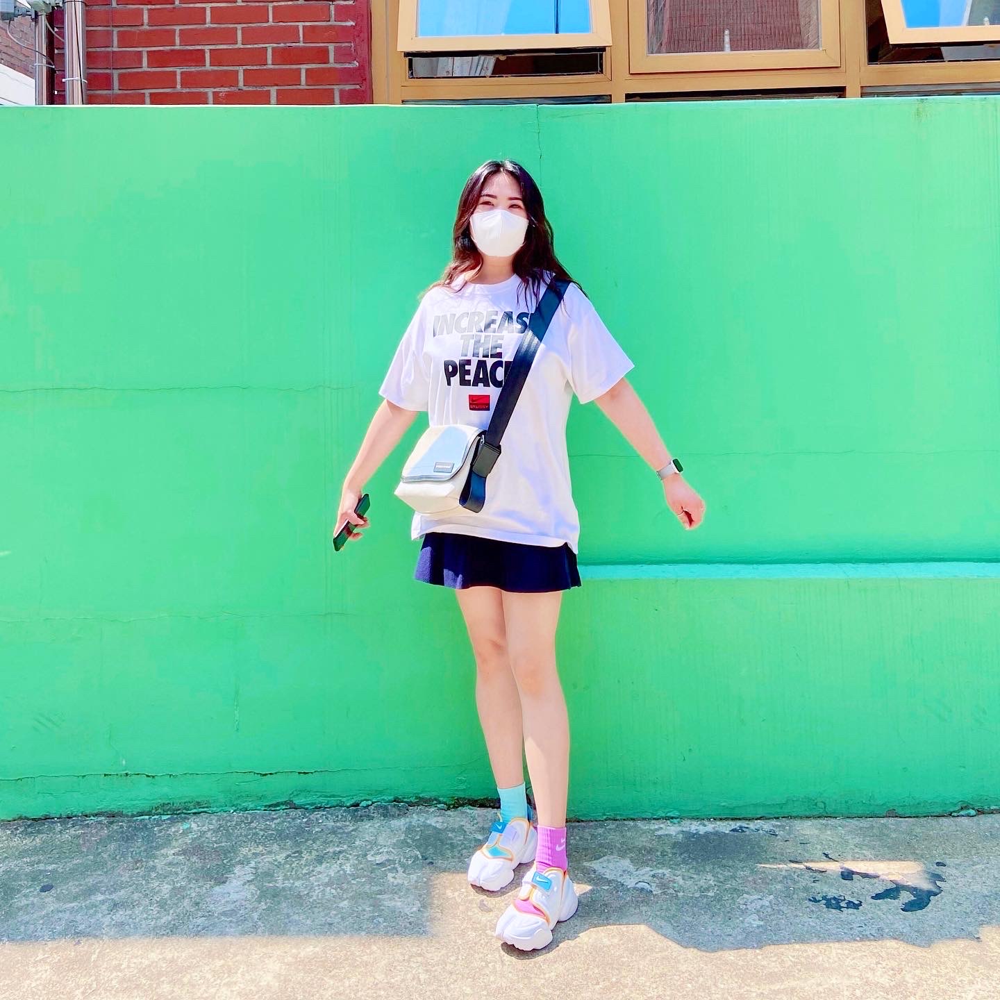 (W) Nike Aqua Rift Summit White, Nike x Stussy Increase The Peace T-Shirt - Asia 착용 스타일