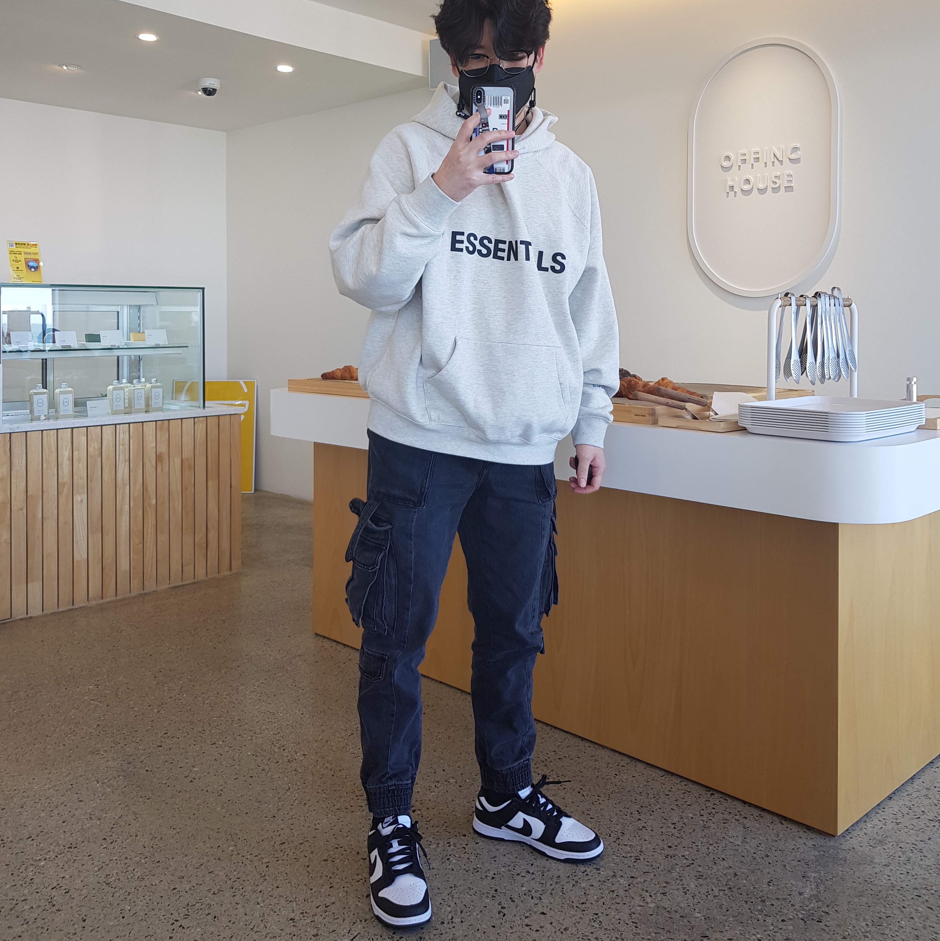 Nike Dunk Low Retro Black, Essentials 3D Silicon Applique Pullover Hoodie Oatmeal/Oatmeal Heather/Light Heather Oatmeal 2020 착용 스타일