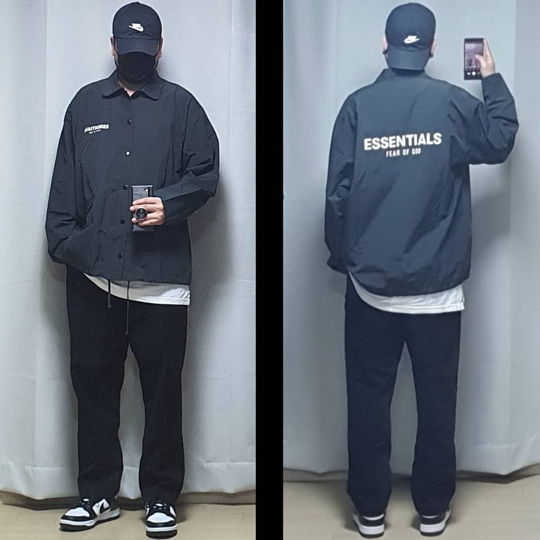 Essentials Coach Jacket Dark Slate/Stretch Limo/Black - 20FW, Nike Dunk Low Retro Black 착용 스타일