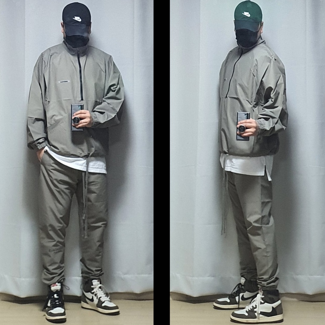 Essentials Track Jacket Cement - 20FW, Essentials Track Pants Cement - 20FW 착용 스타일