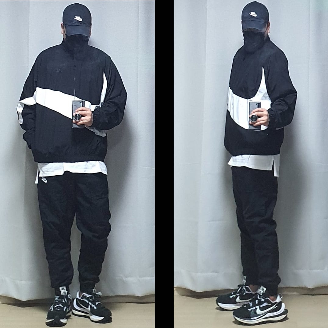 Nike x Sacai VaporWaffle Black White 착용 스타일