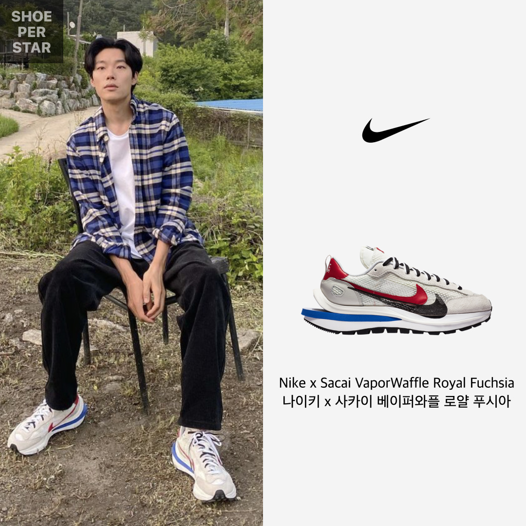 Nike x Sacai VaporWaffle Royal Fuchsia 착용 스타일 - 1