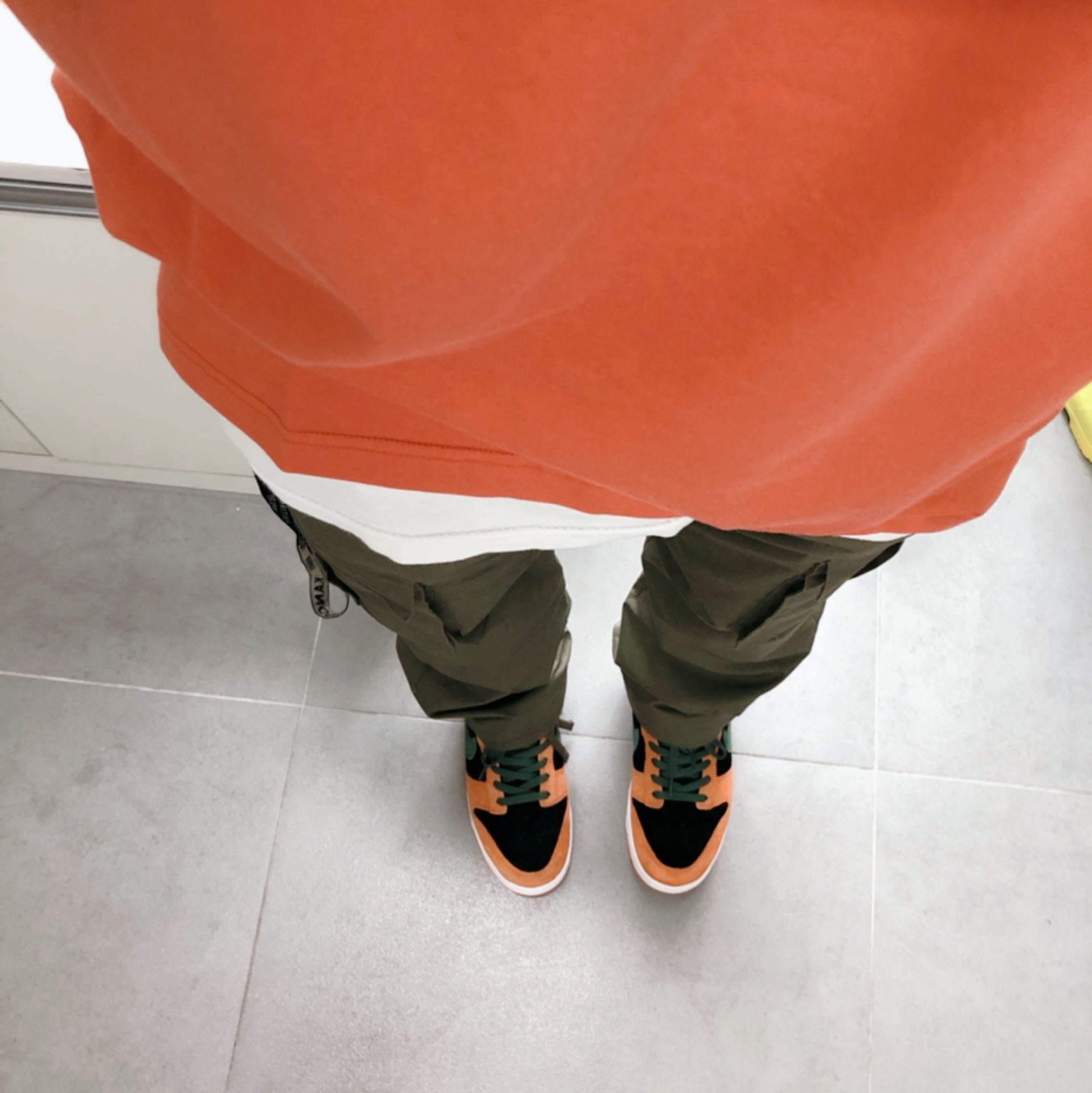 Nike Dunk Low SP Ceramic, Palace x Arc'teryx T-Shirt Ochre - 20FW 착용 스타일 - 5