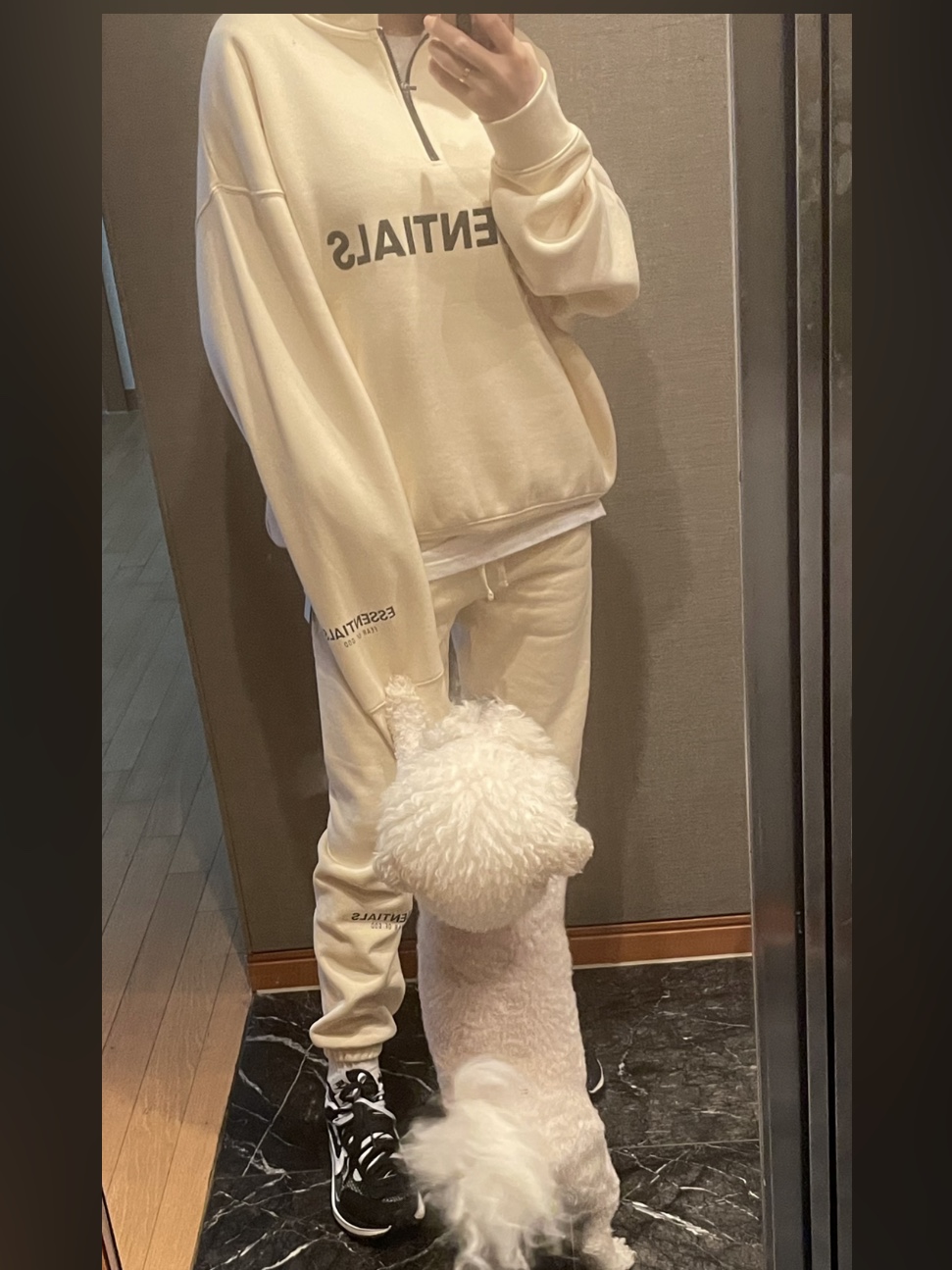 Essentials Sweatpants Cream - 21SS, Essentials Half-Zip Pullover Buttercream 2020 착용 스타일 - 2