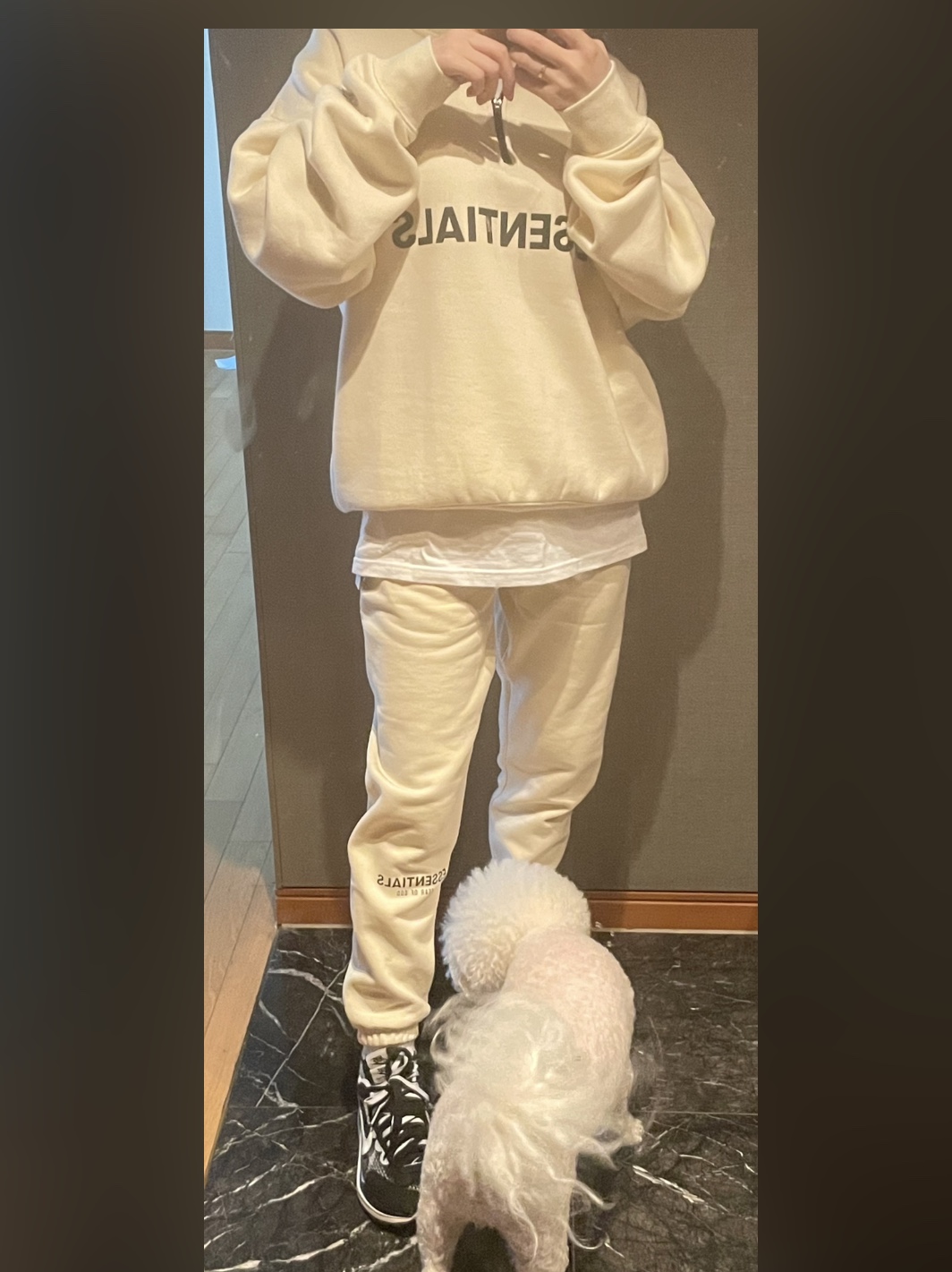 Essentials Sweatpants Cream - 21SS, Essentials Half-Zip Pullover Buttercream 2020 착용 스타일 - 4