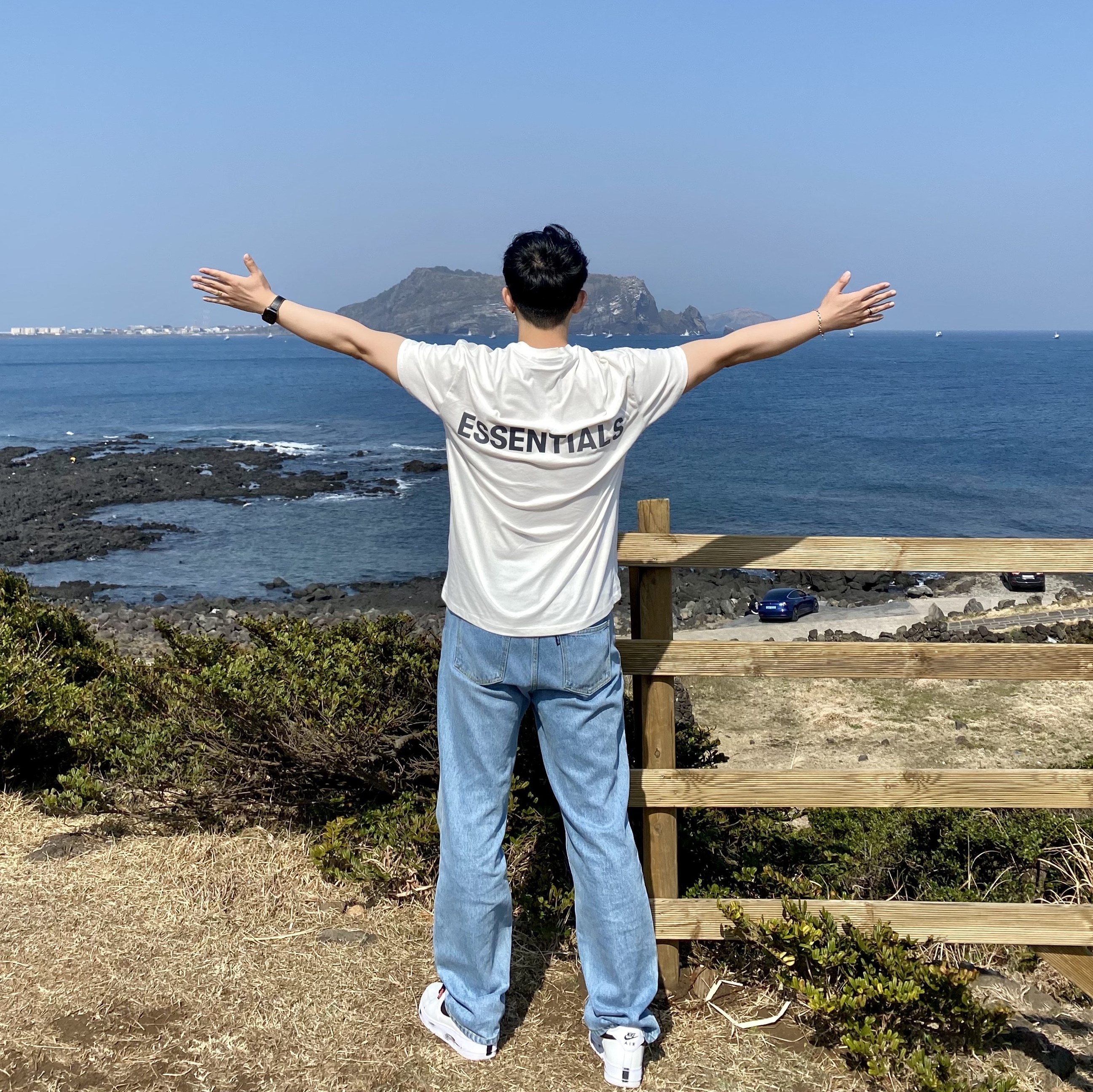 Nike x Peaceminusone Air Force 1 Low Para-Noise 2.0, Essentials T-Shirt Heather Oatmeal - 21SS 착용 스타일