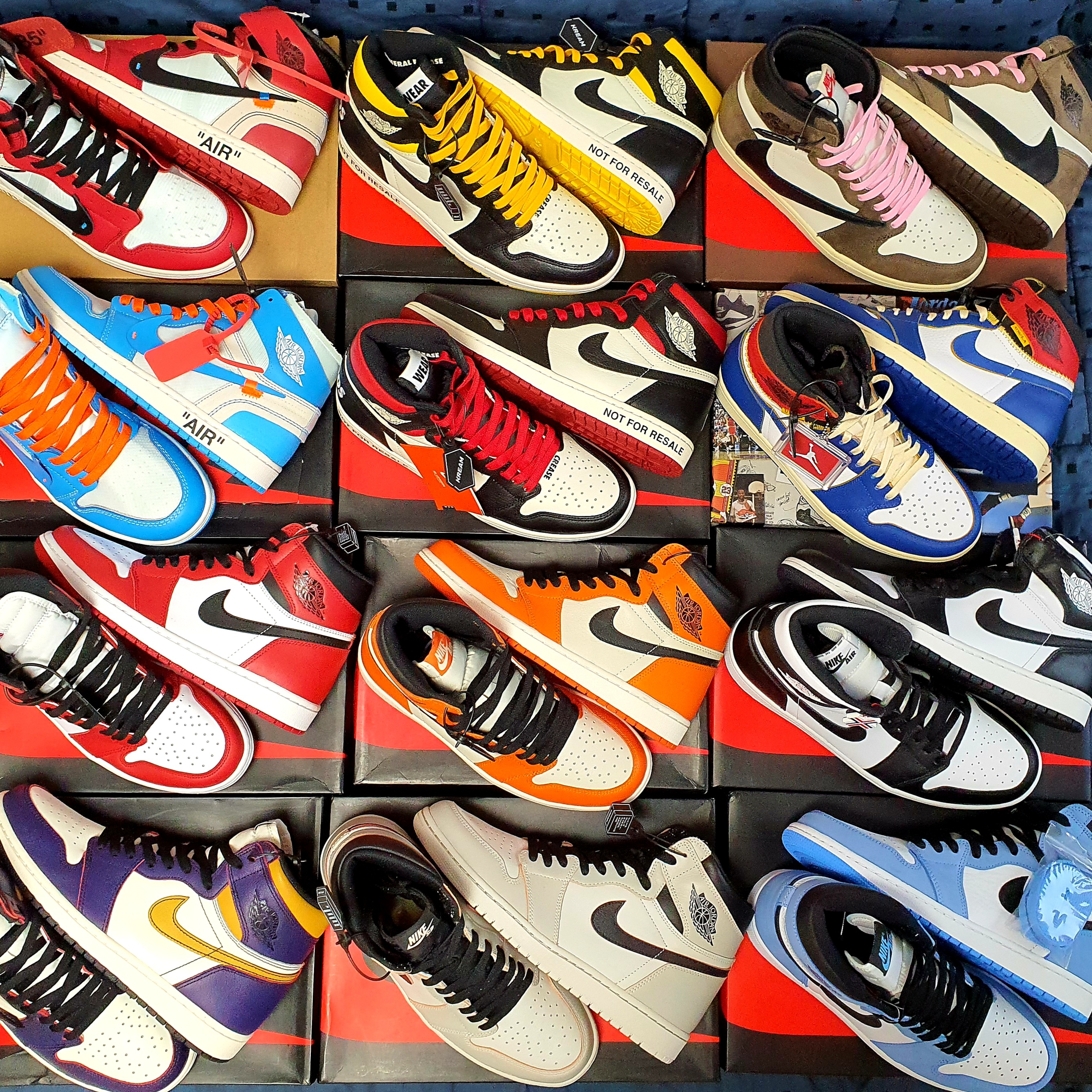 Jordan 1 x Off-White Retro High Chicago The Ten, Jordan 1 x Off-White Retro High University Blue 착용 스타일