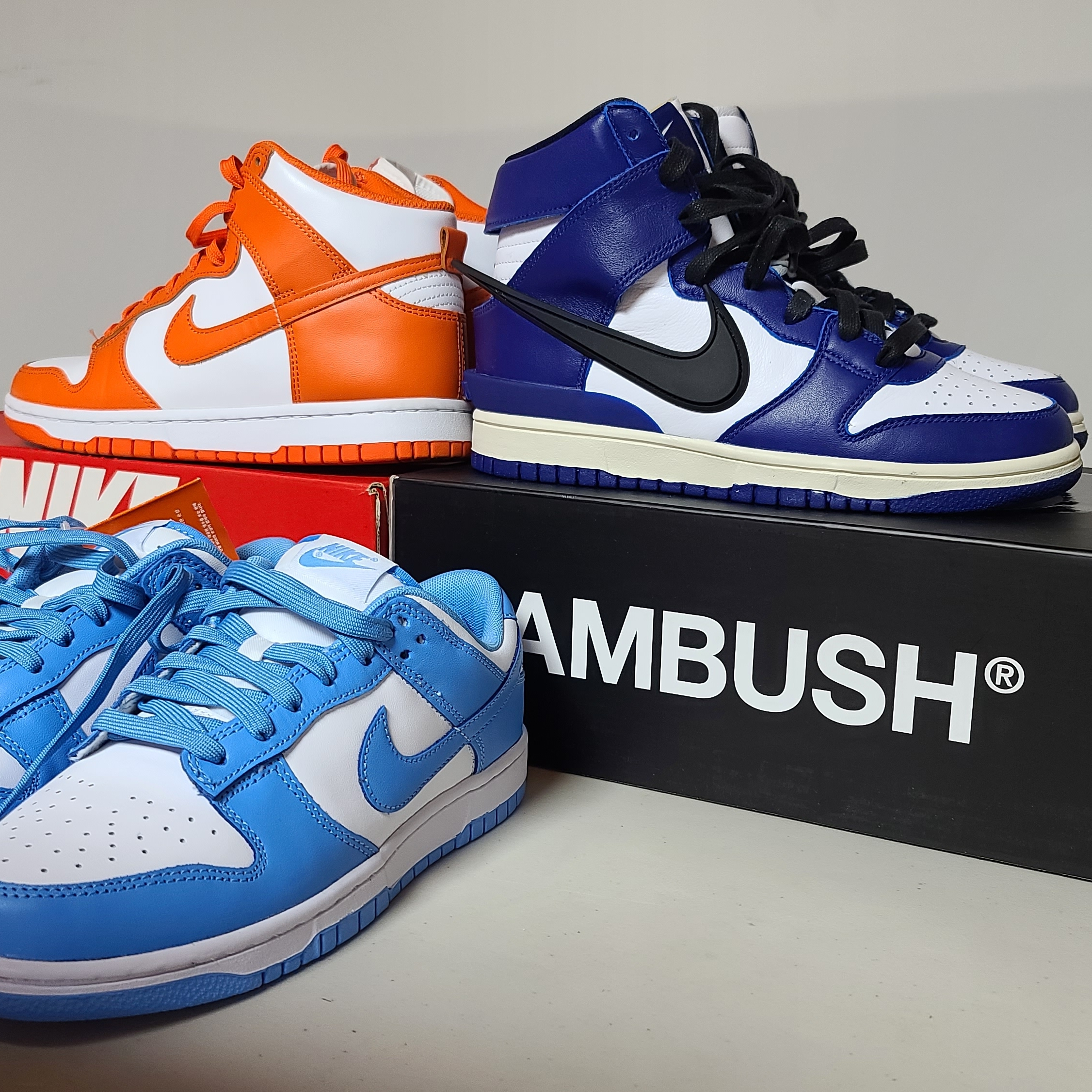 Nike x Ambush Dunk High Deep Royal Blue, Nike Dunk Low Retro University Blue 착용 스타일 - 2