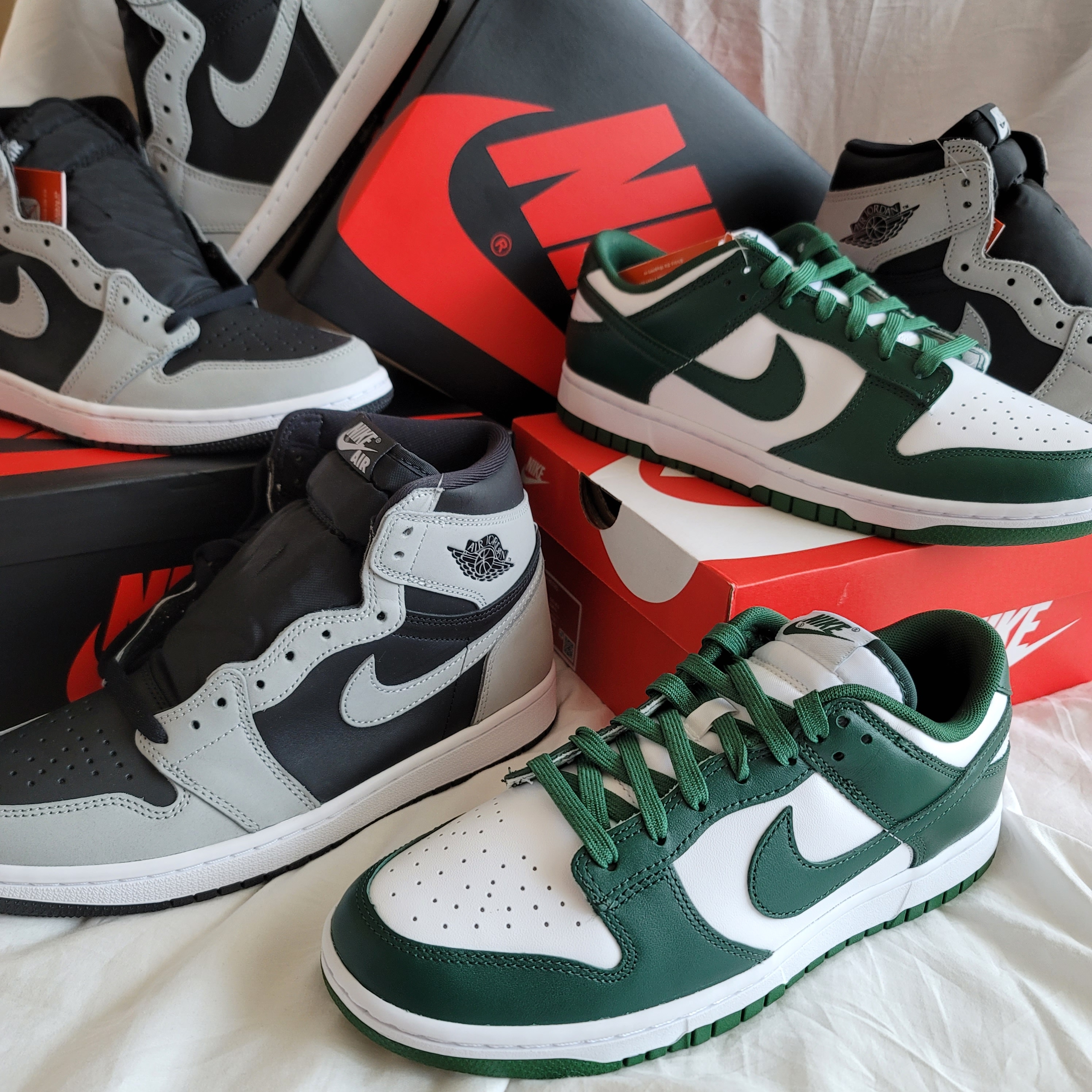 Nike Dunk Low Retro Varsity Green, Jordan 1 Retro High OG Shadow 2.0 착용 스타일 - 2