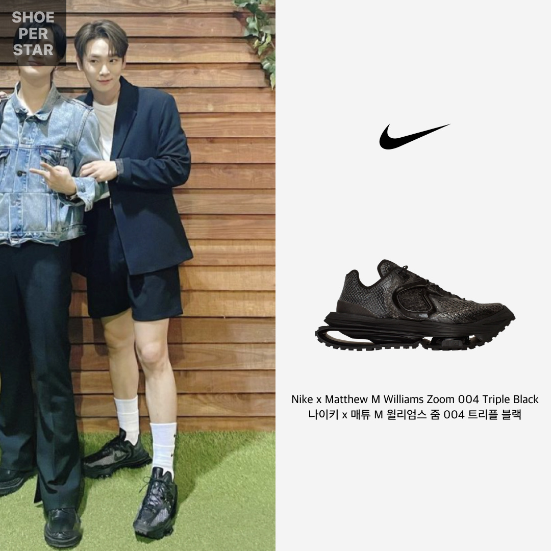 Nike x Matthew M Williams Zoom 004 Triple Black, Nike x Matthew M Williams NRG Socks White 착용 스타일 - 1