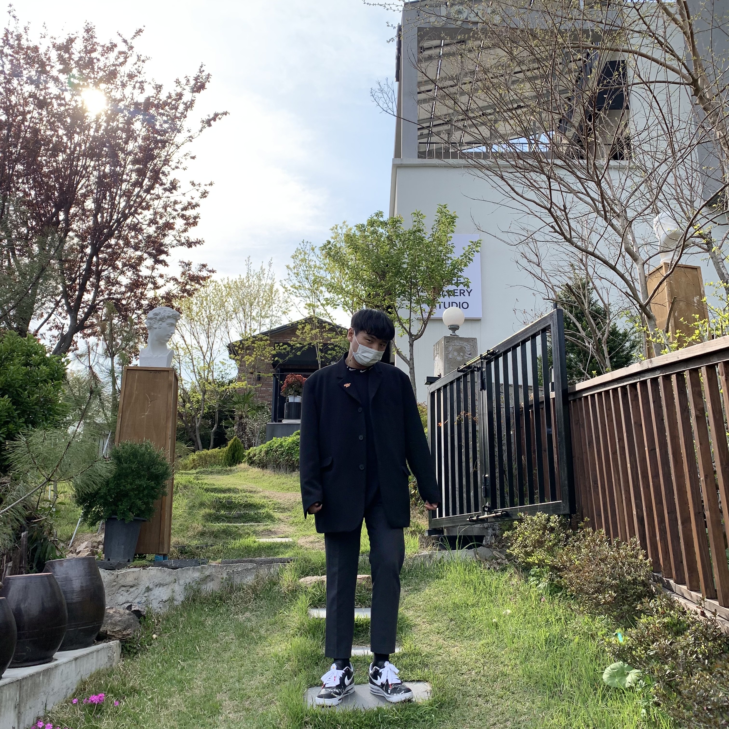 Nike x Stussy NRG BR LS Knit Top, Nike x Peaceminusone Air Force 1 Low Para-Noise 착용 스타일 - 1