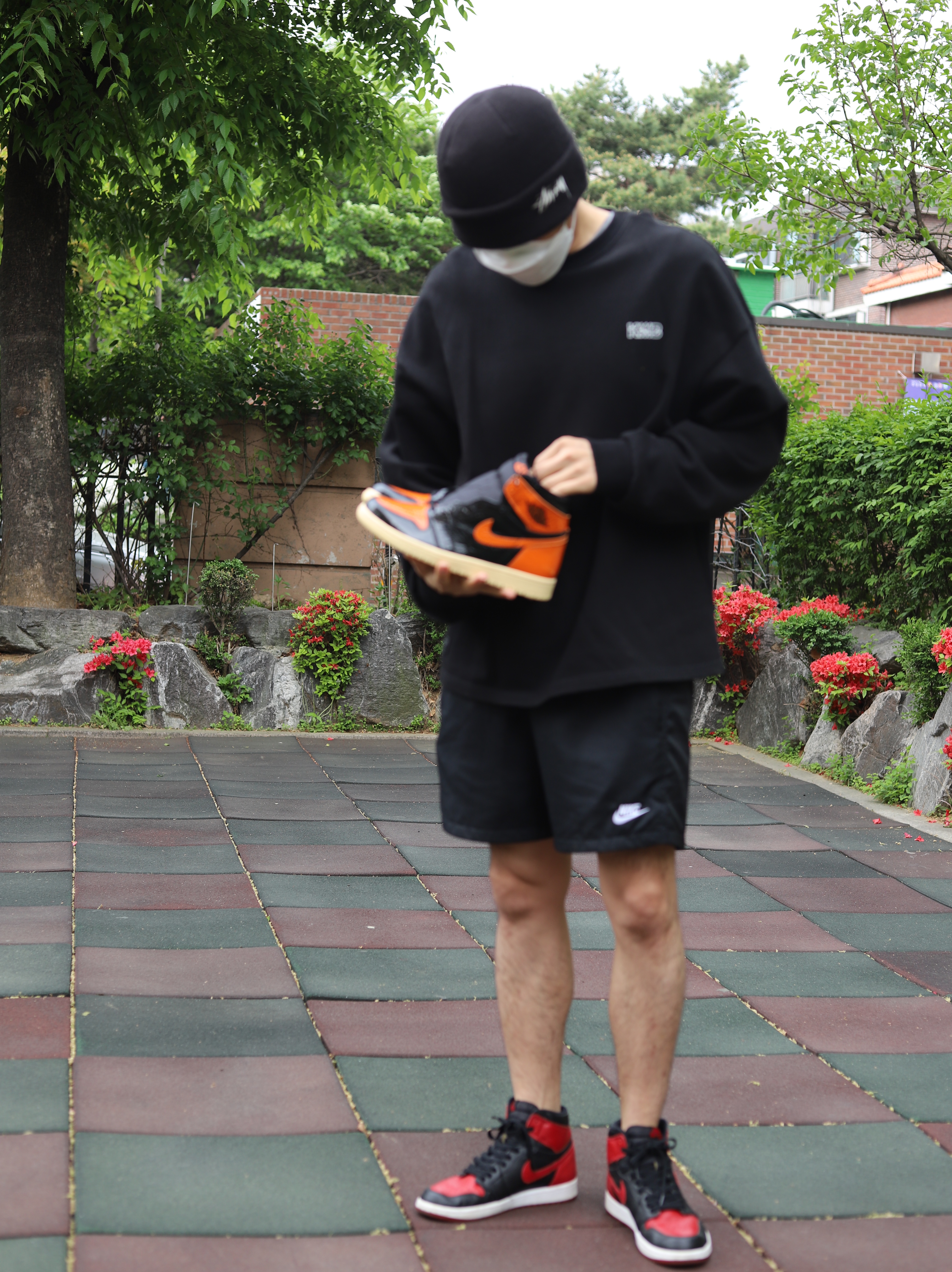 Jordan 1 Retro High OG Bred Banned 2016, Jordan 1 Retro High Shattered Backboard 3.0 착용 스타일