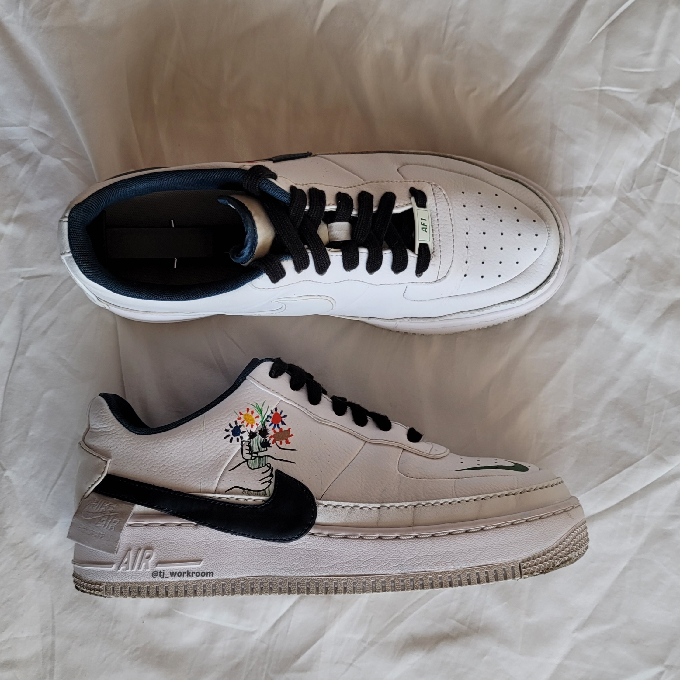 (W) Nike Air Force 1 Jester XX Triple White, (W) Nike Air Force 1 Jester XX Violet Mist 착용 스타일 - 3