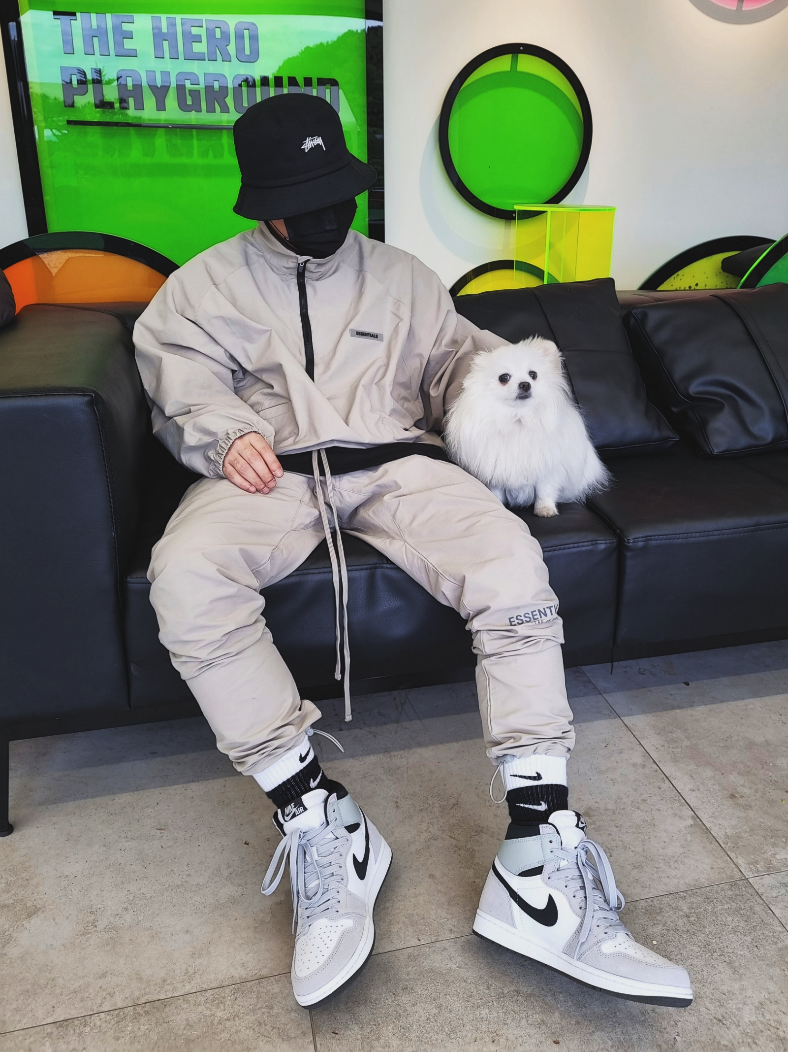 Essentials Track Pants Moss - 20FW, Essentials Track Jacket Moss - 20FW 착용 스타일