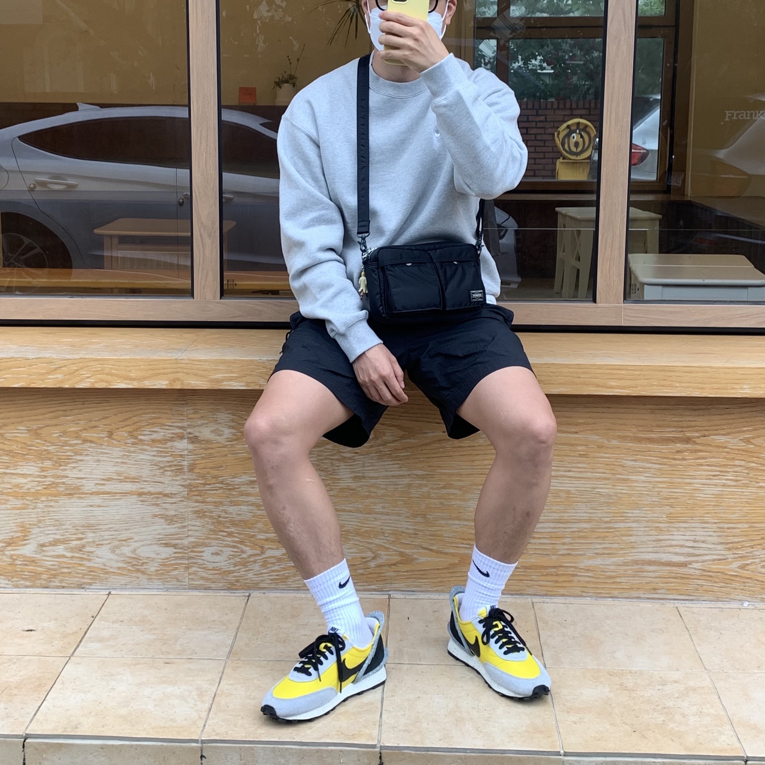 Nike M NRG Crew Fleece Grey Heather - Asia, Nike x Undercover Daybreak Bright Citron 착용 스타일