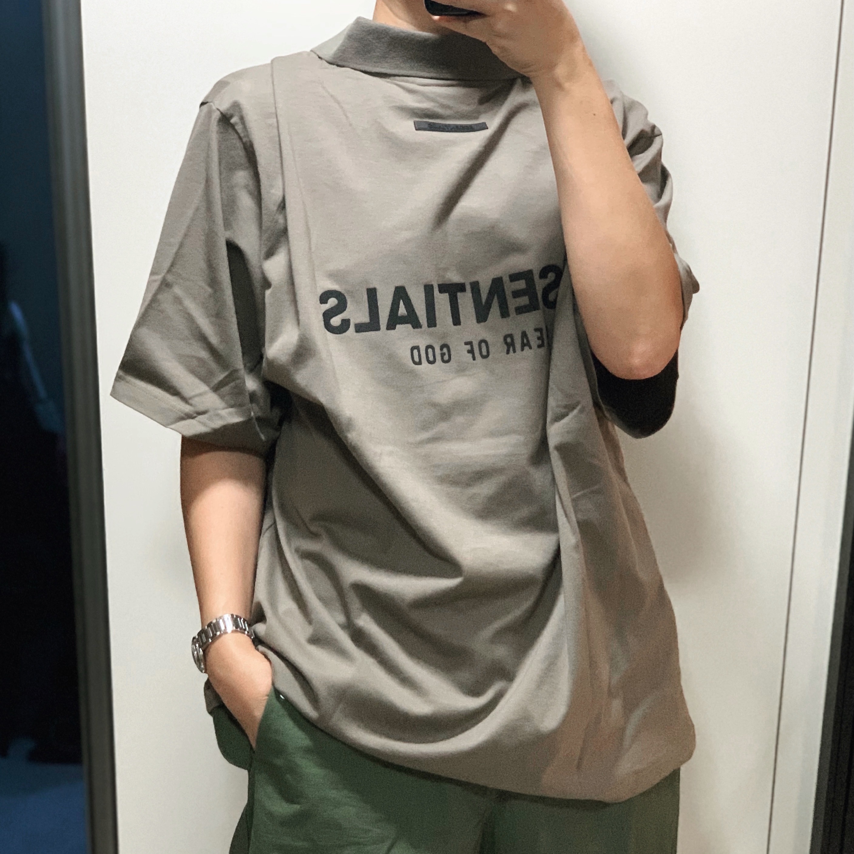 Essentials Short Sleeve Polo Taupe - 21SS, Jordan 1 x Travis Scott Retro High OG SP Mocha 착용 스타일 - 1