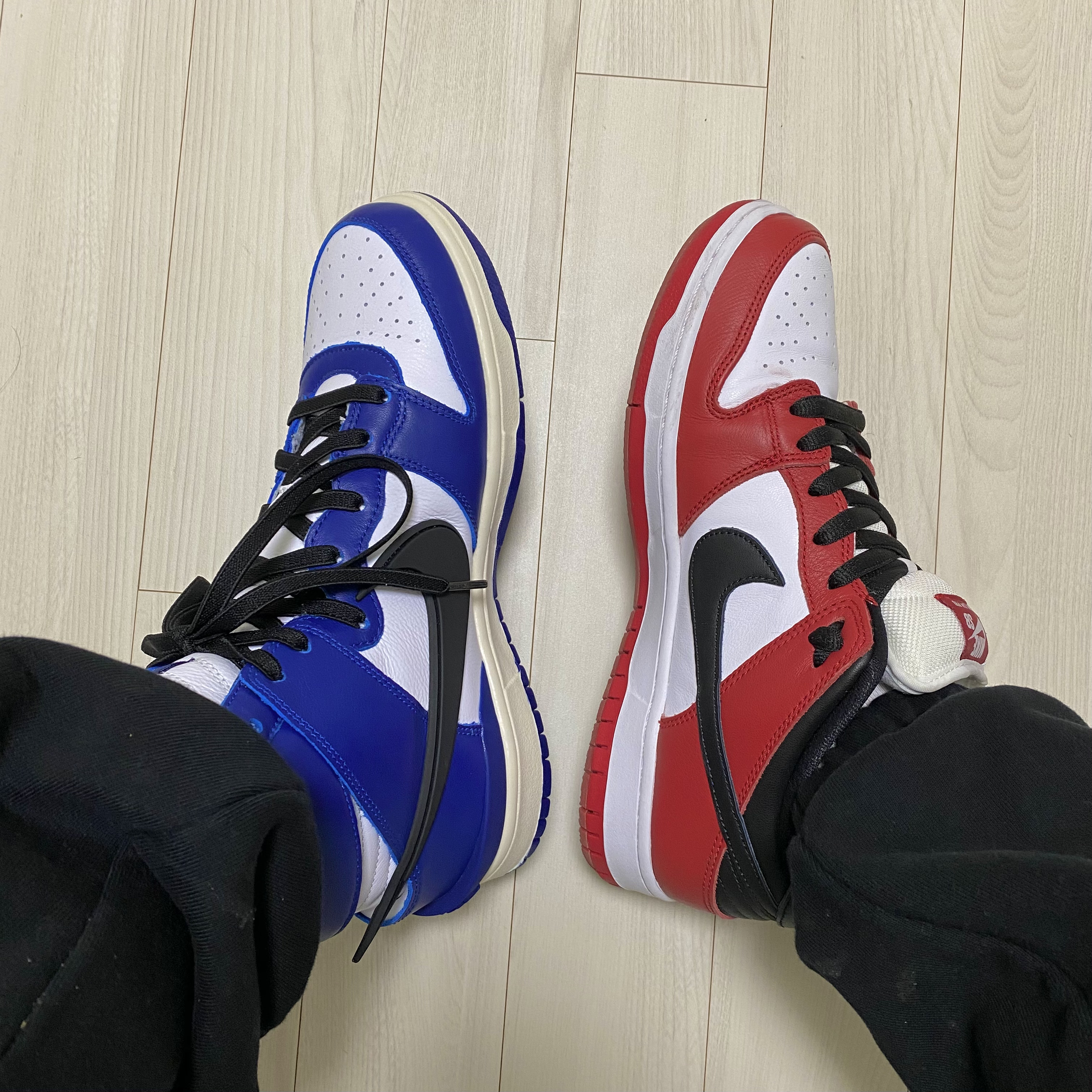 Nike SB Dunk Low Pro Chicago, Nike x Ambush Dunk High Deep Royal Blue 착용 스타일 - 3