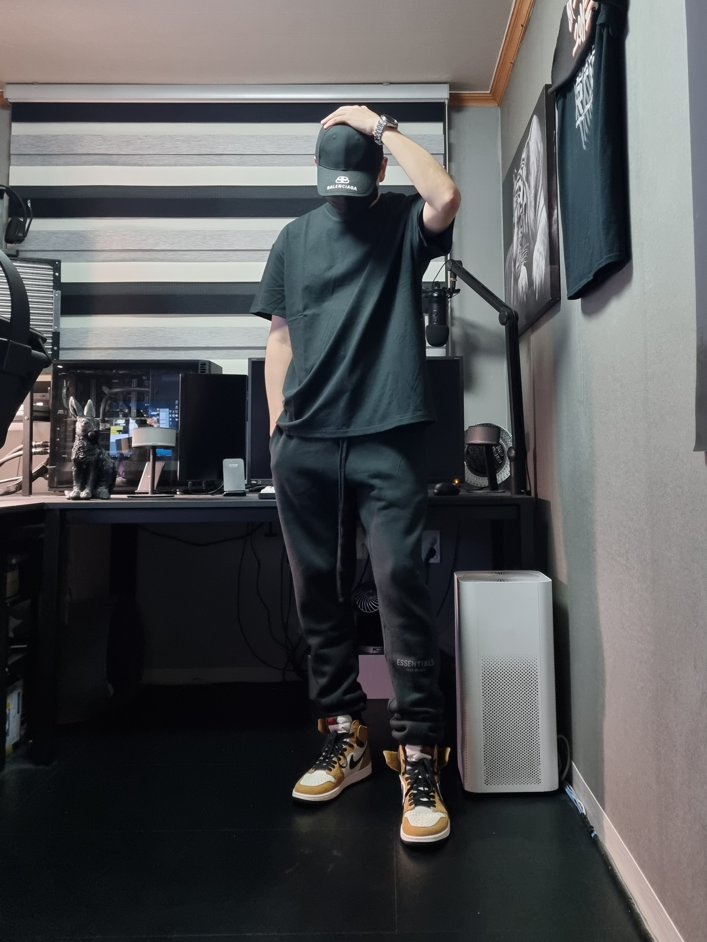 Jordan 1 Retro High Rookie of the Year, Essentials Sweatpants Black - 21SS 착용 스타일 - 2