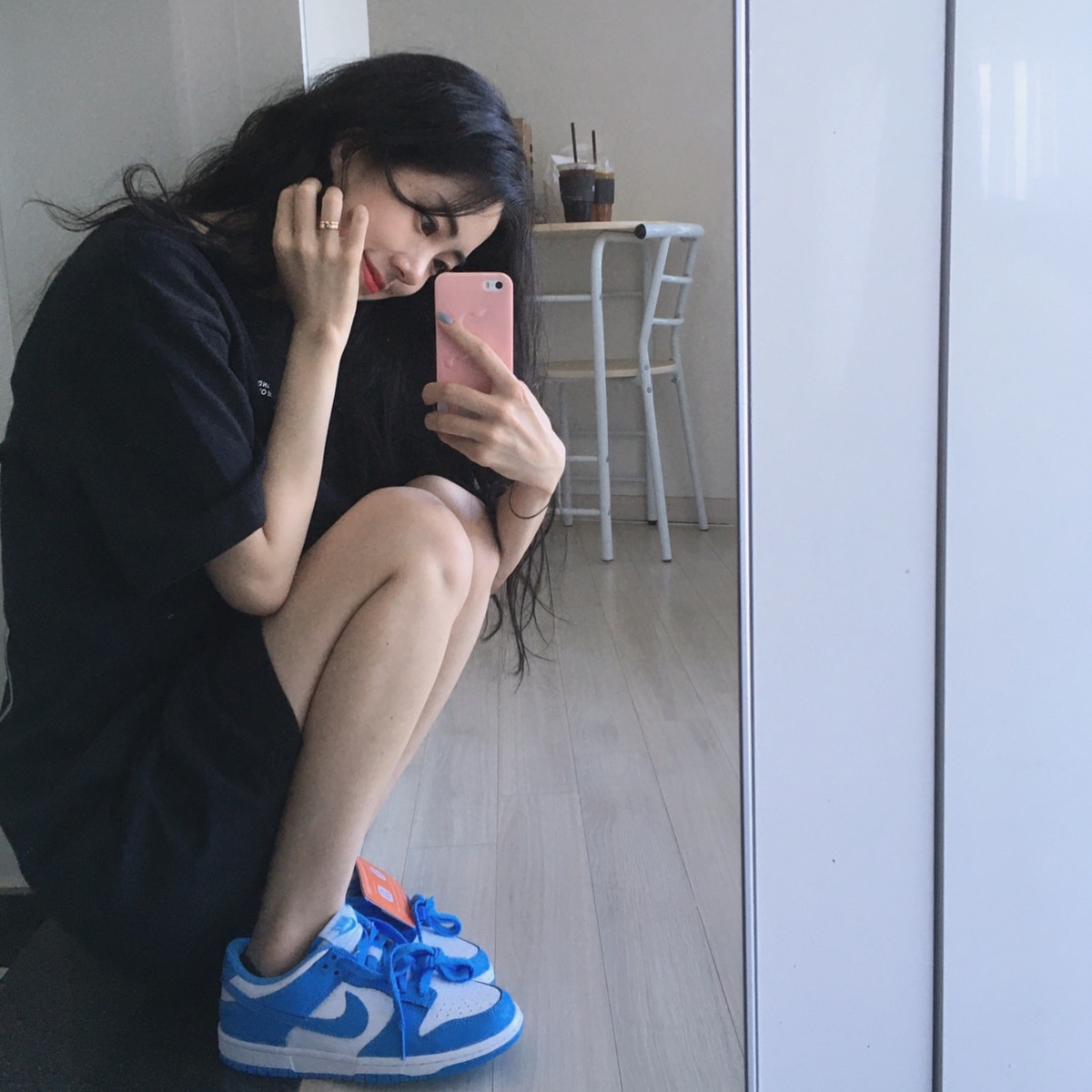 (GS) Nike Dunk Low University Blue 착용 스타일