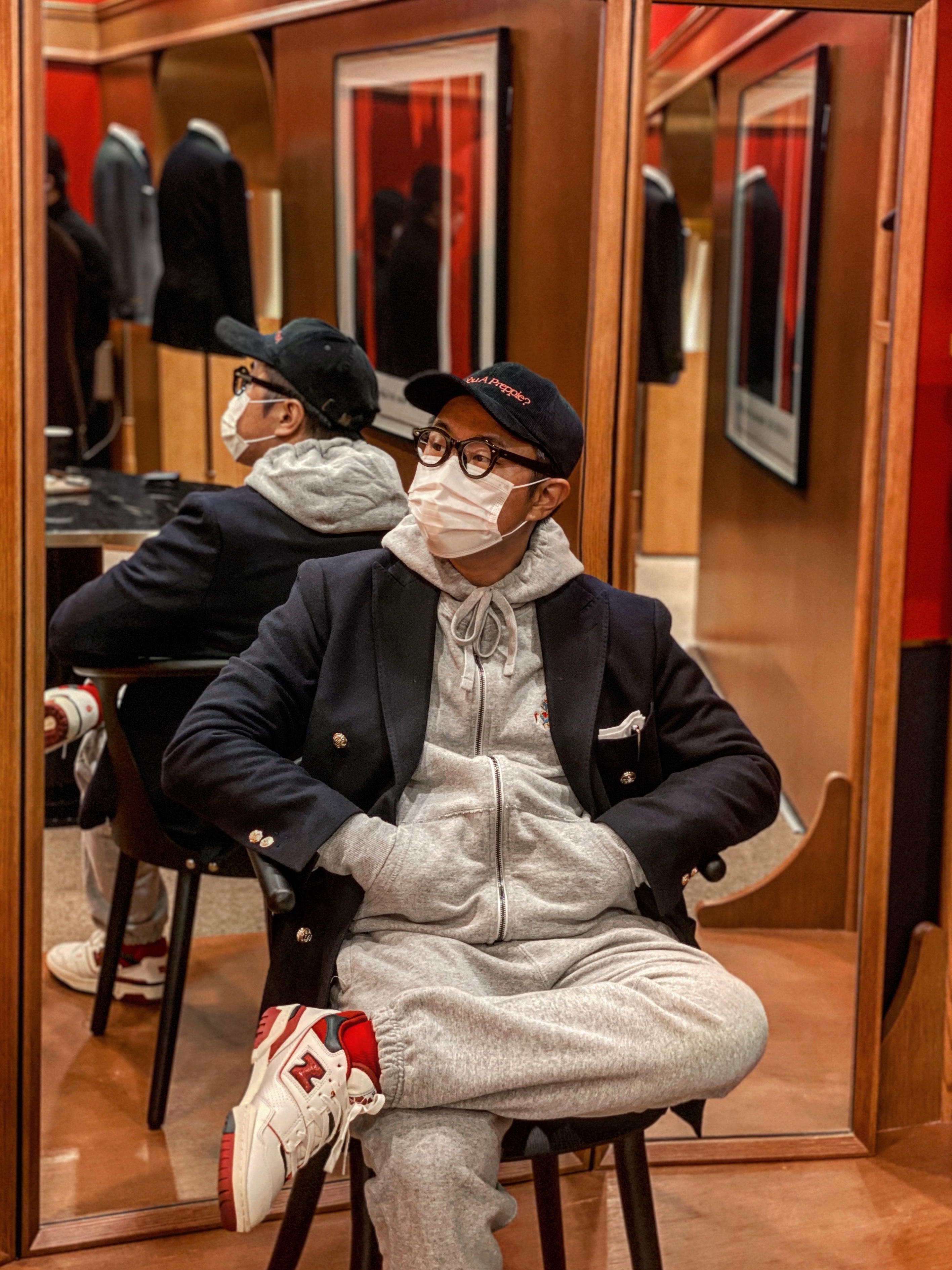 New Balance x Aime Leon Dore 550 Red 착용 스타일