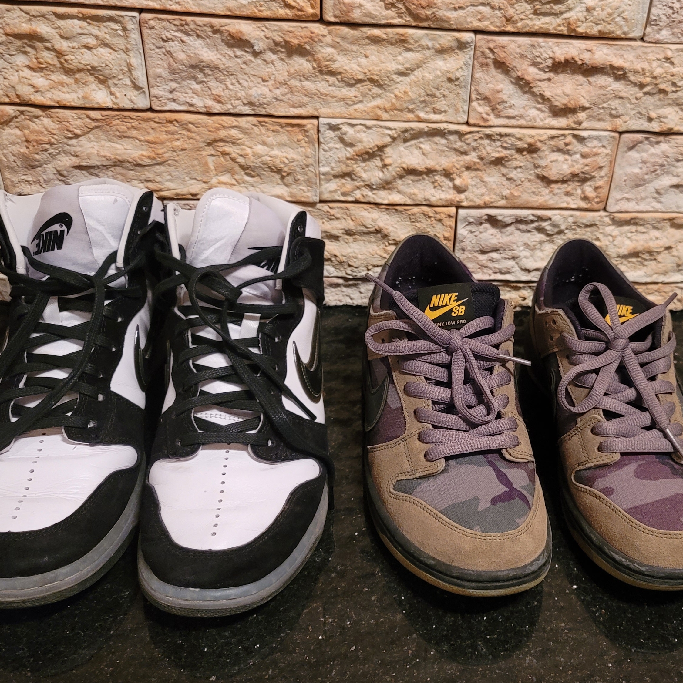 Nike x Slam Jam Dunk High SP Clear Black, Nike SB Zoom Dunk Low Pro Skate Camo 착용 스타일