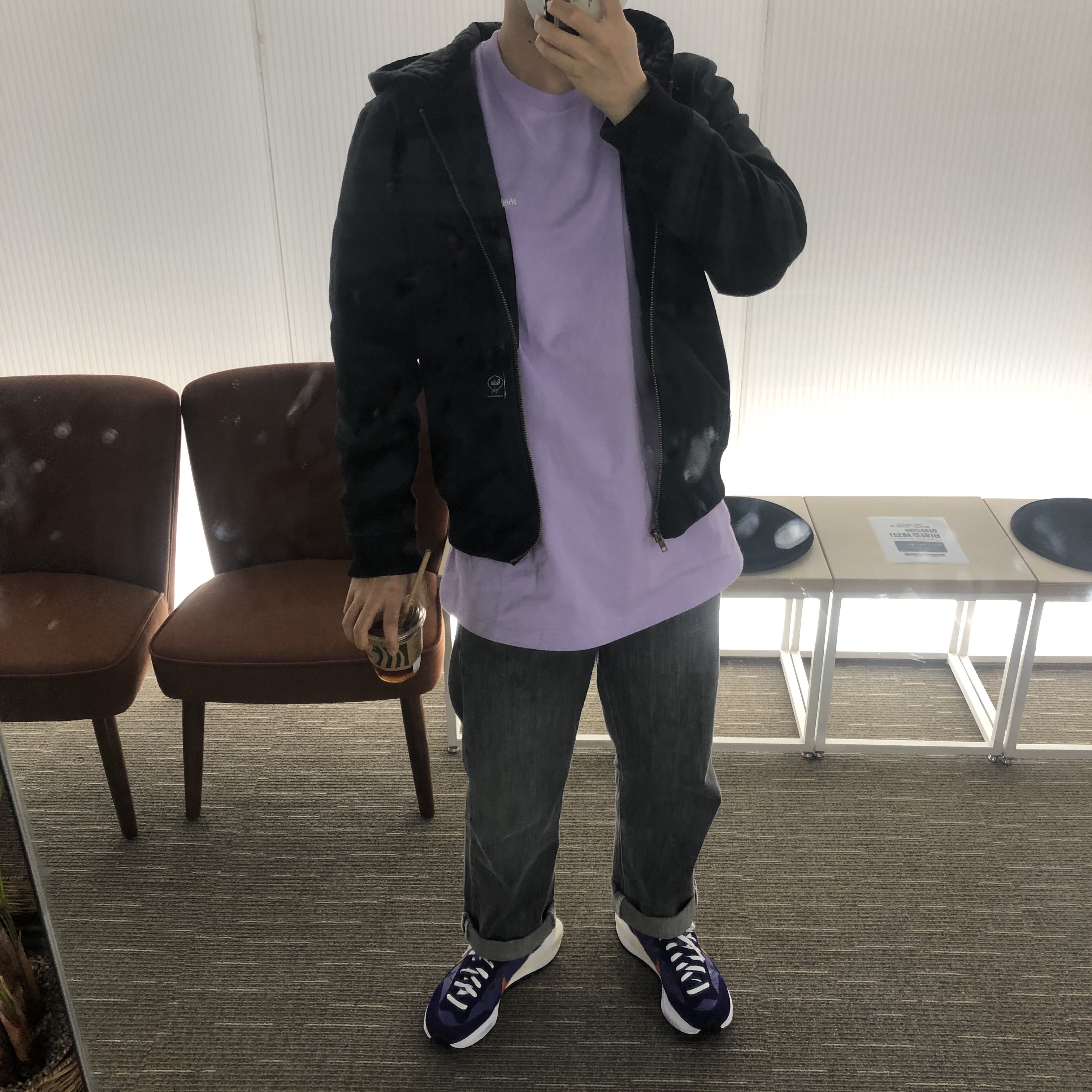 Nike x Sacai VaporWaffle Dark Iris 착용 스타일 - 2