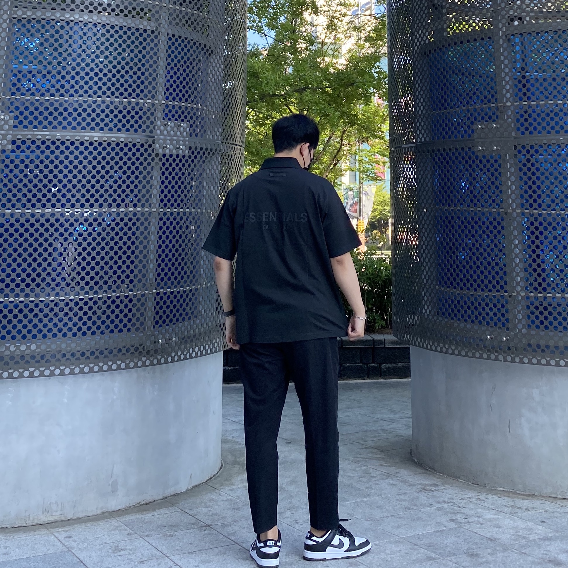 Essentials Short Sleeve Polo Black - 21SS, Nike Dunk Low Retro Black 착용 스타일