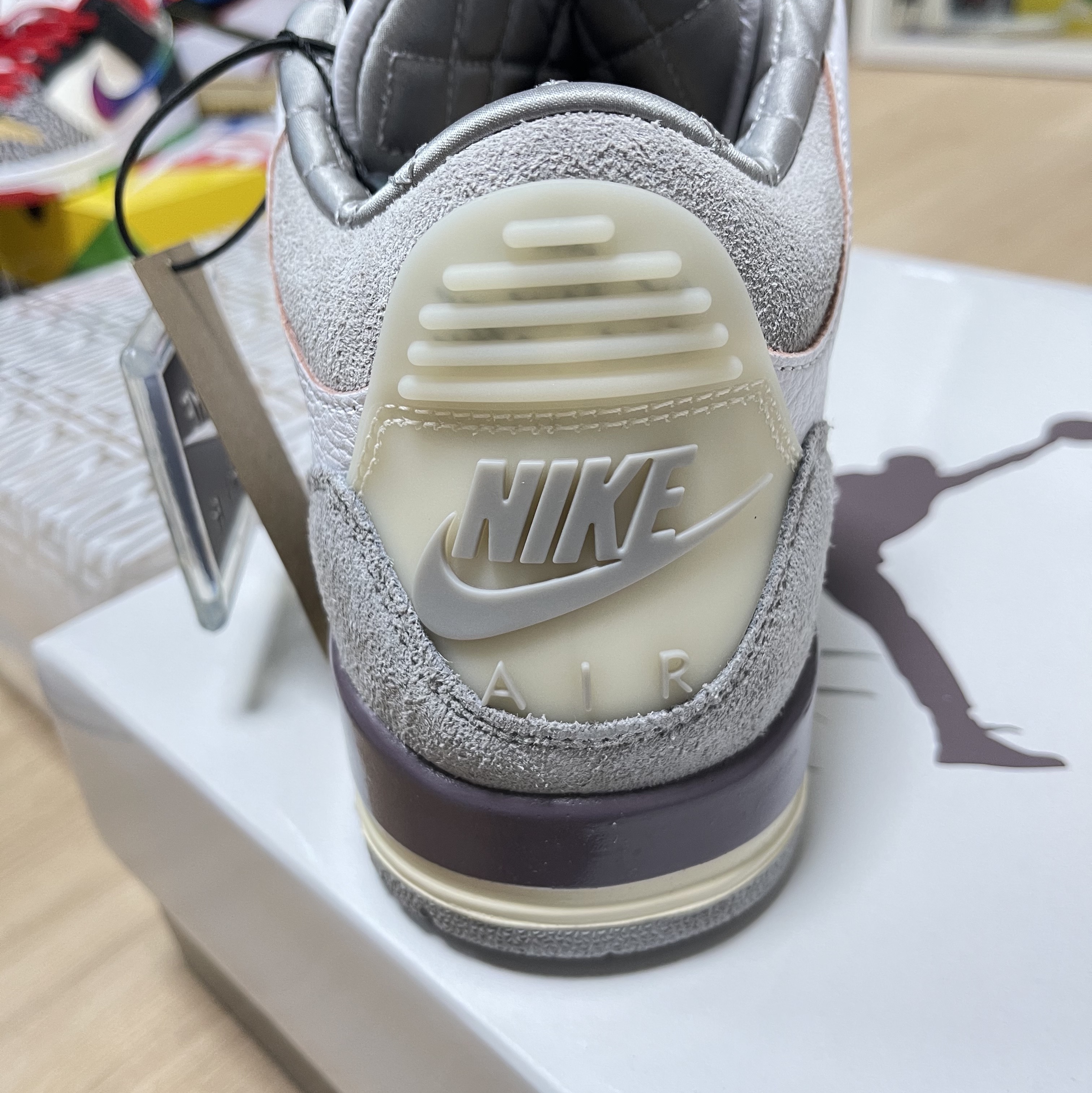 (W) Jordan 3 x A Ma Maniere Retro SP, Jordan x A Ma Maniere Diamond Shorts Midnight Fog - Asia 착용 스타일 - 4