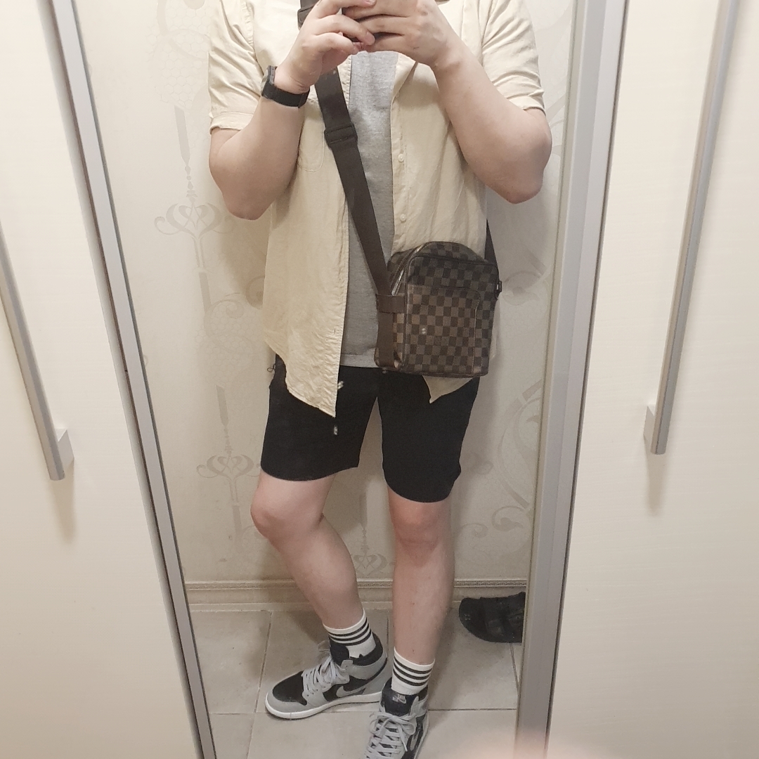Jordan 1 Retro High OG Shadow 2.0, Maison Kitsune Fox Head Patch Classic T-Shirt Grey Melange 착용 스타일 - 2