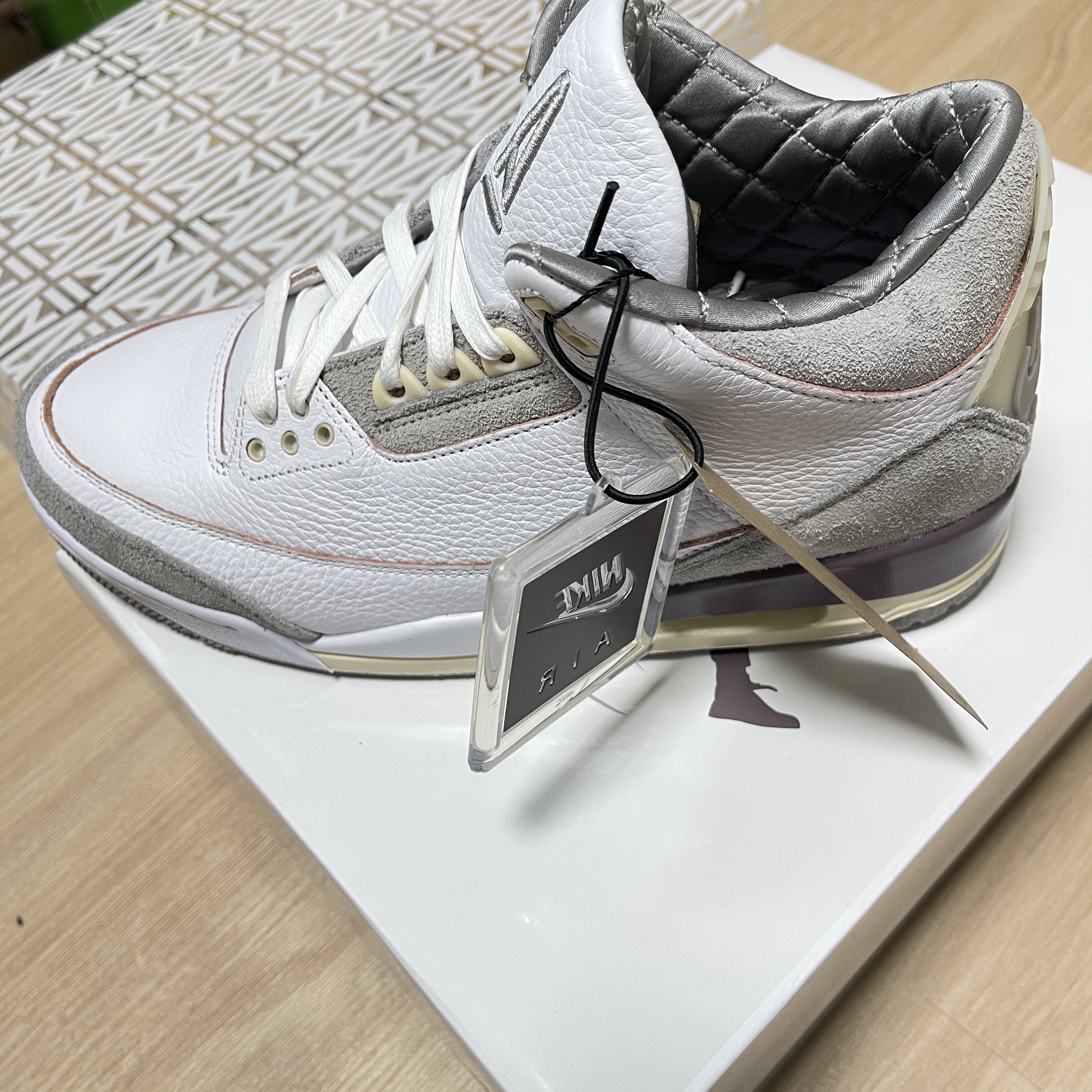 (W) Jordan 3 x A Ma Maniere Retro SP, Jordan x A Ma Maniere Diamond Shorts Midnight Fog - Asia 착용 스타일 - 3