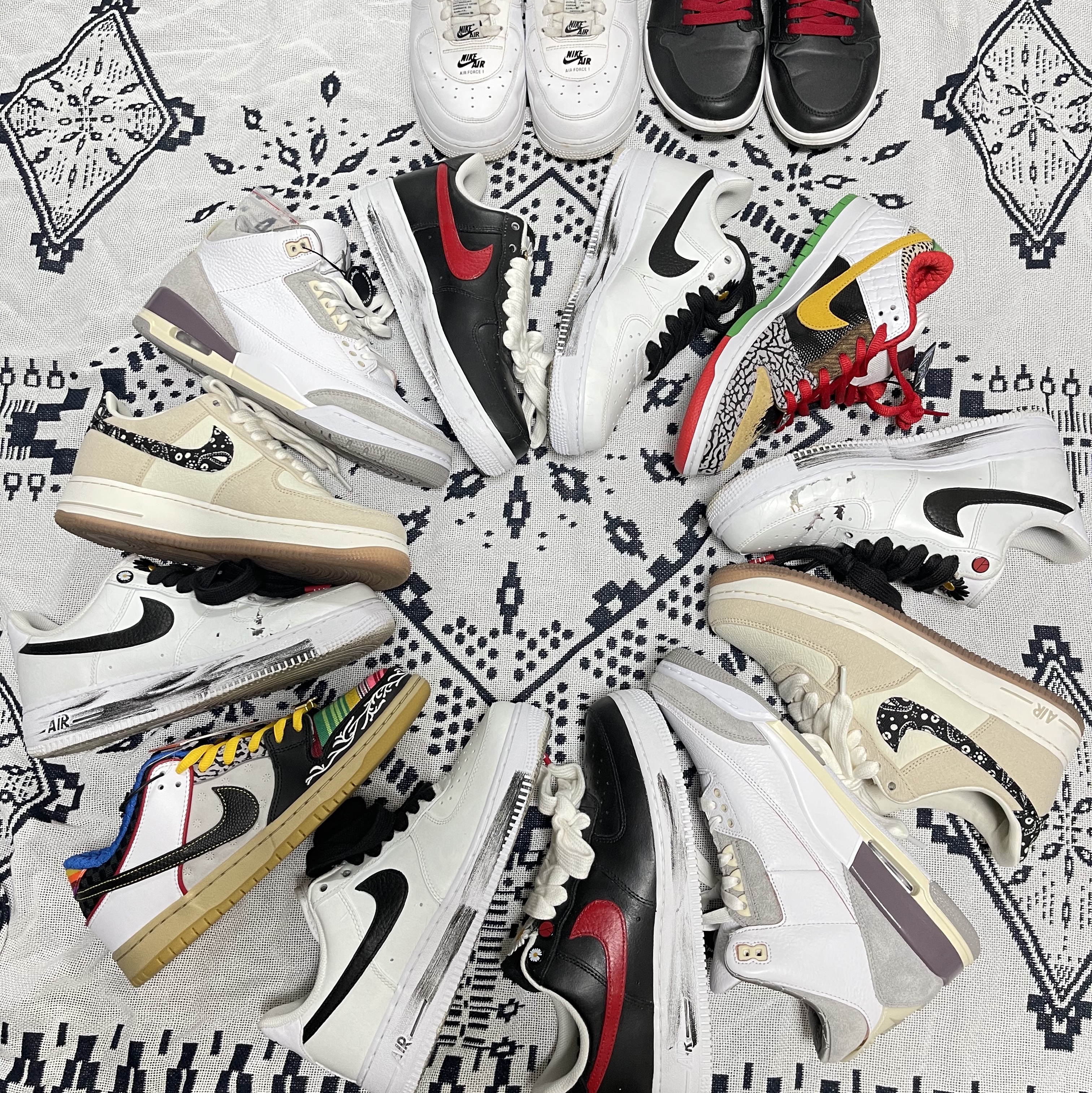 Nike Air Force 1 '07 LV8 Paisley Swoosh, Nike x Peaceminusone Air Force 1 Low Para-Noise 2.0 착용 스타일