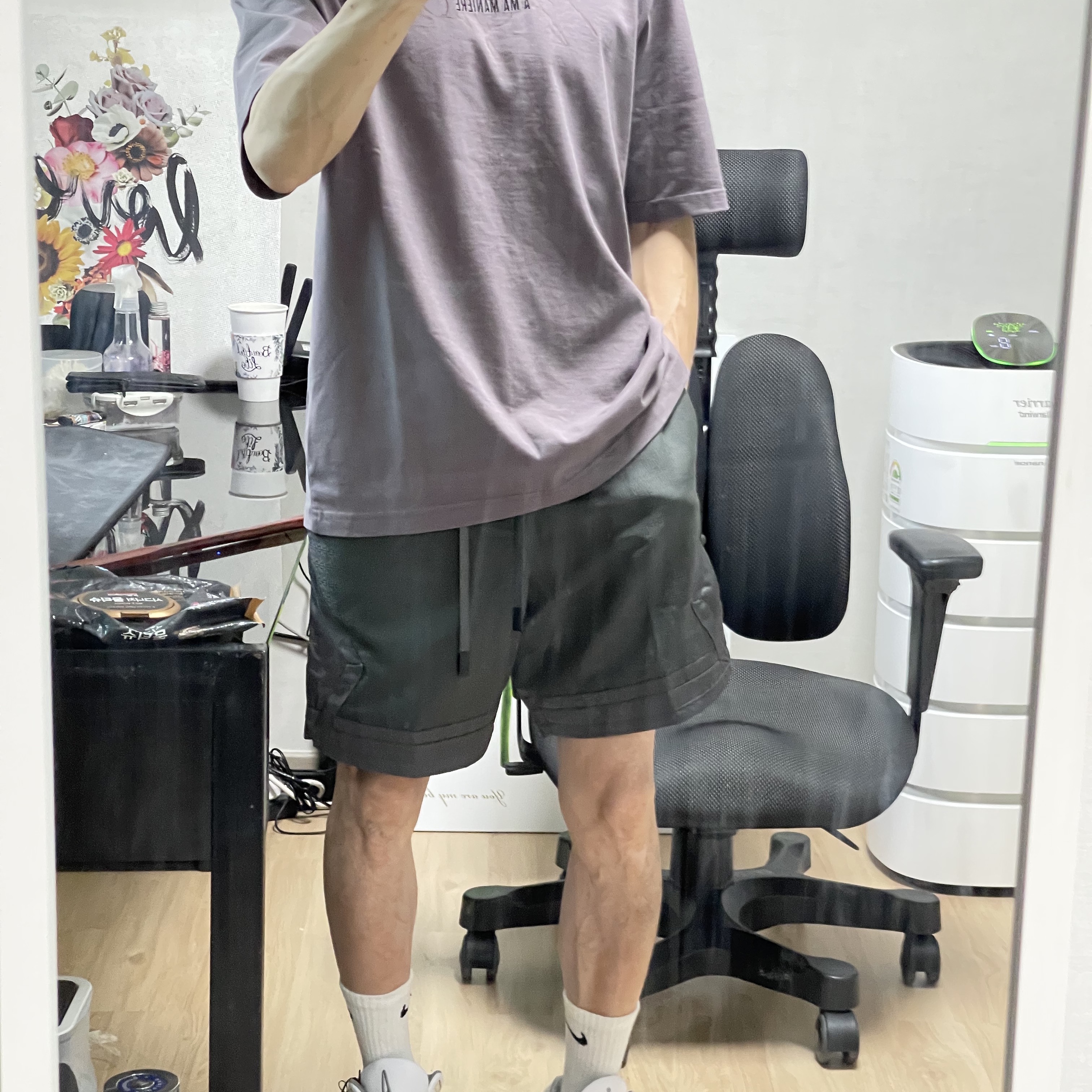 (W) Jordan 3 x A Ma Maniere Retro SP, Jordan x A Ma Maniere Diamond Shorts Midnight Fog - Asia 착용 스타일 - 2