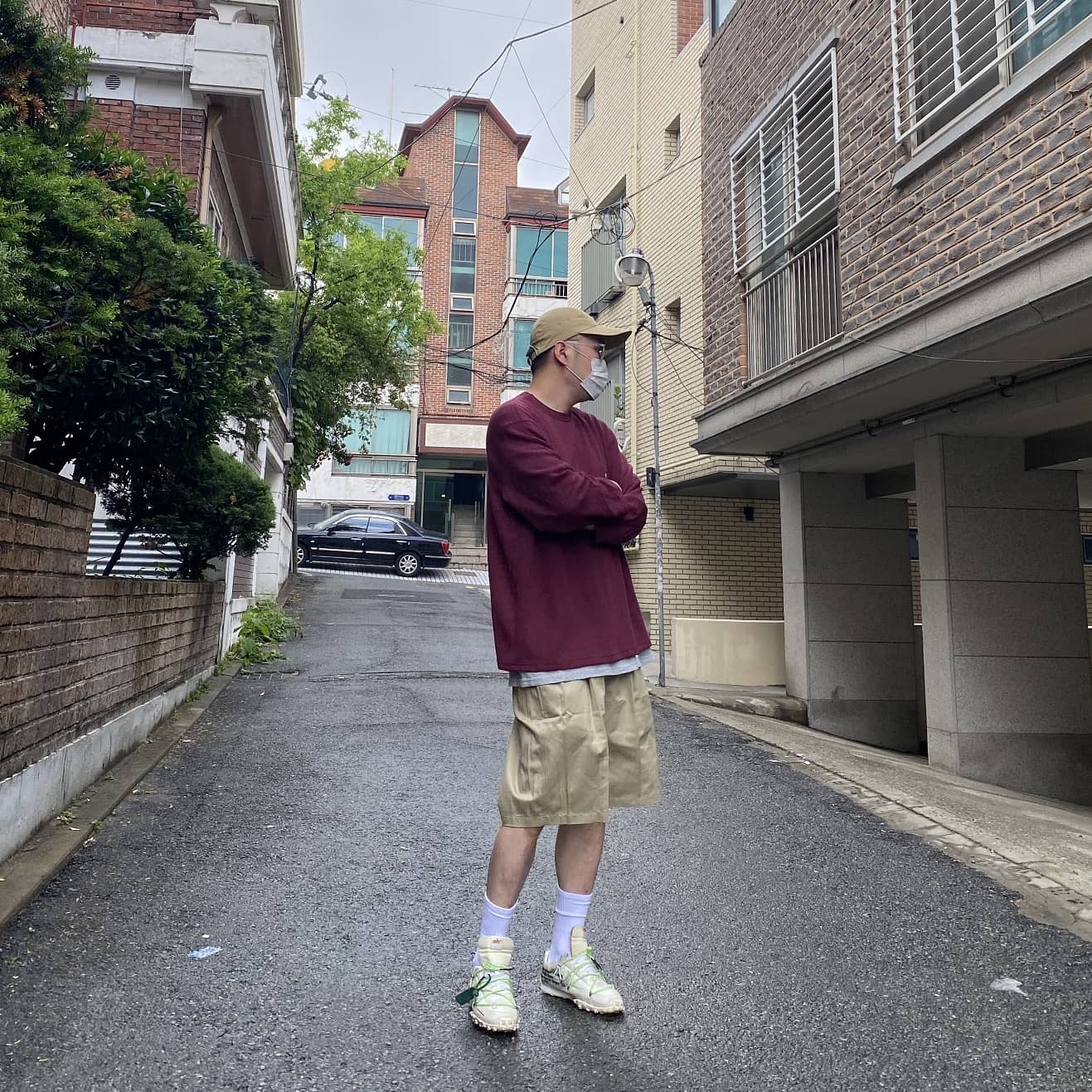 (W) Nike x Off-White Waffle Racer White 착용 스타일 - 1
