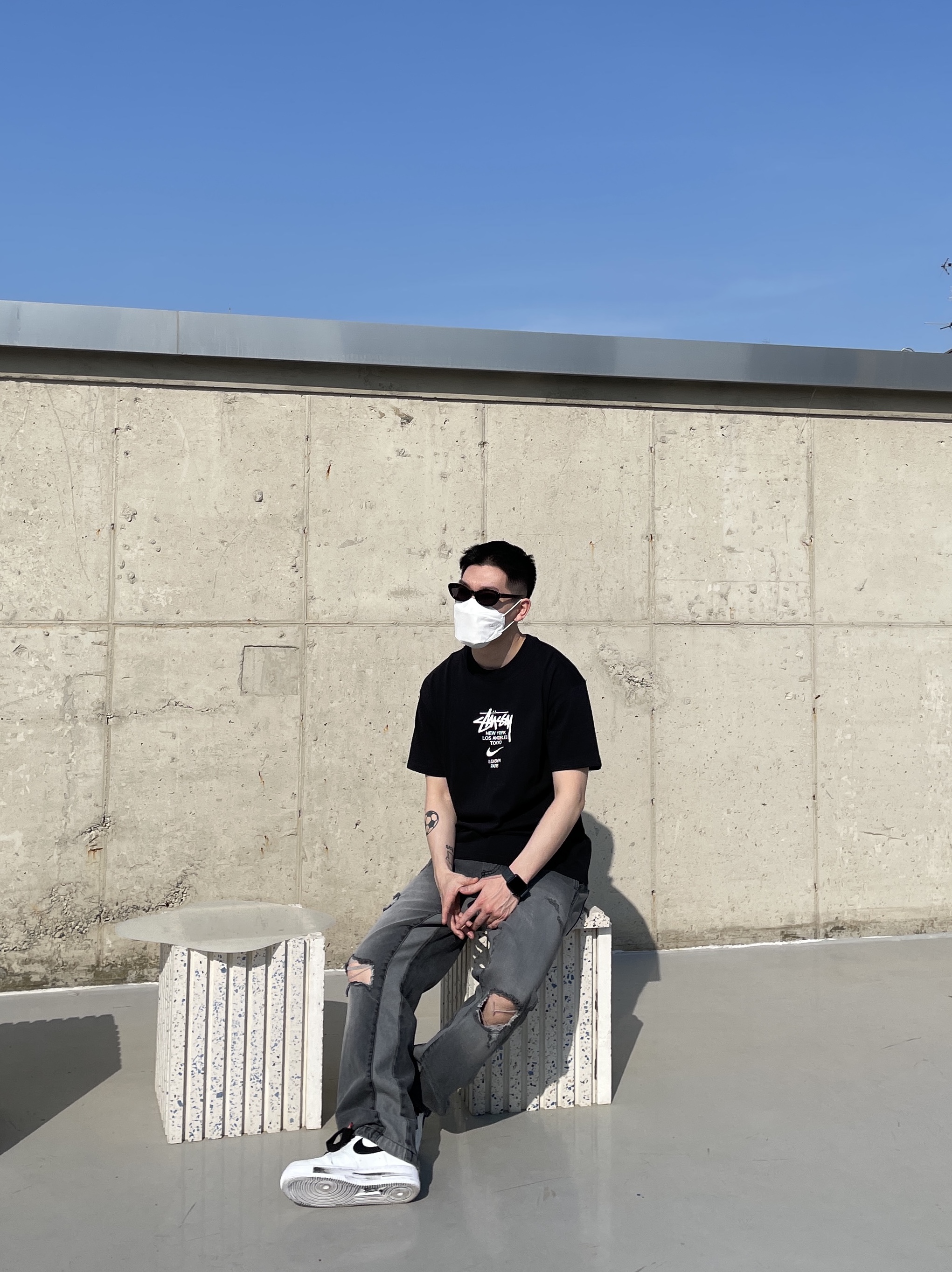 Nike x Stussy WT T-Shirt Black - Asia, Nike x Peaceminusone Air Force 1 Low Para-Noise 2.0 착용 스타일 - 1