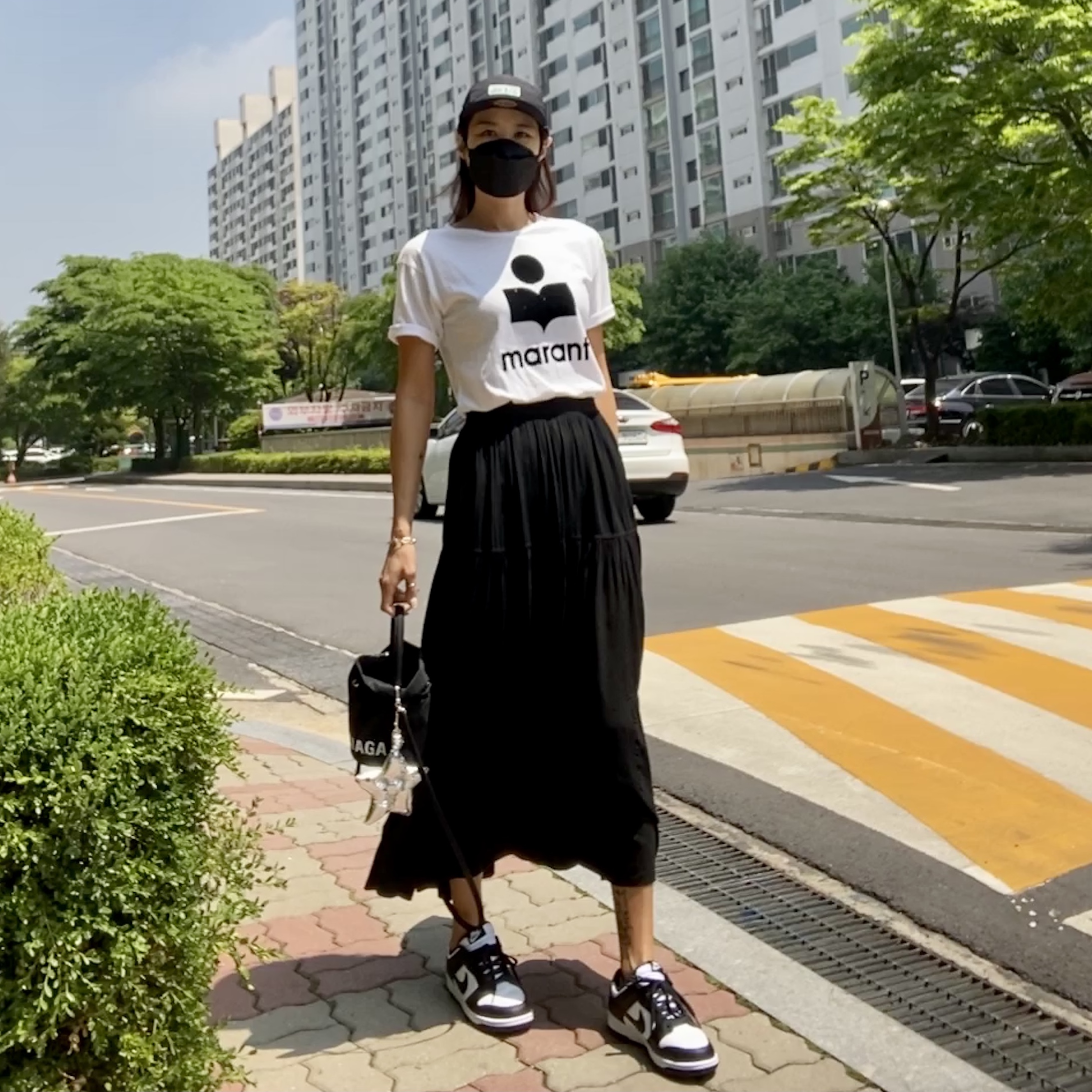 Nike Dunk Low Retro Black, (W) Nike Dunk Low Black 착용 스타일 - 2