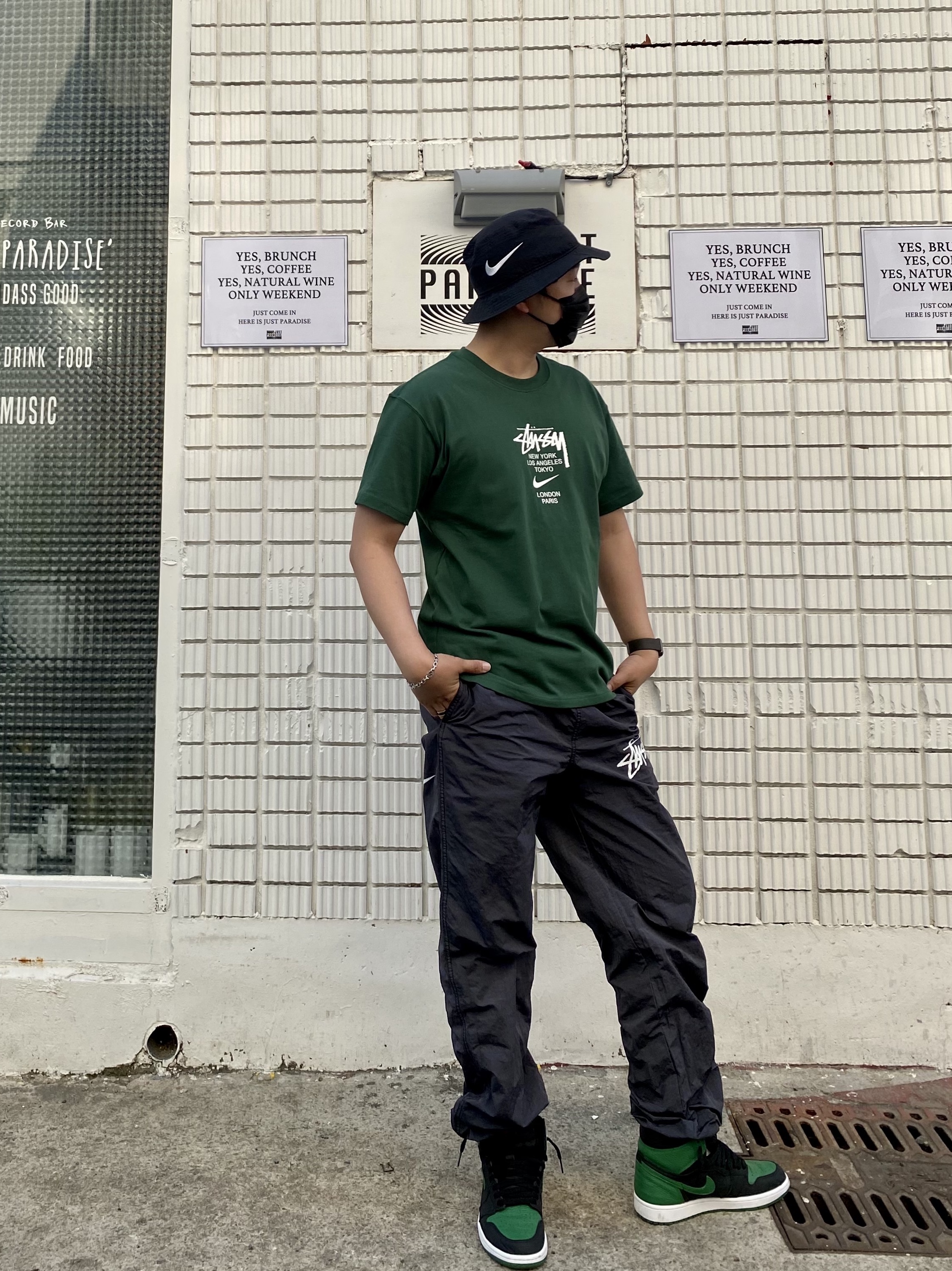 Nike x Stussy WT T-Shirt Green - Asia, Nike x Stussy WT T-Shirt Green - US/EU 착용 스타일