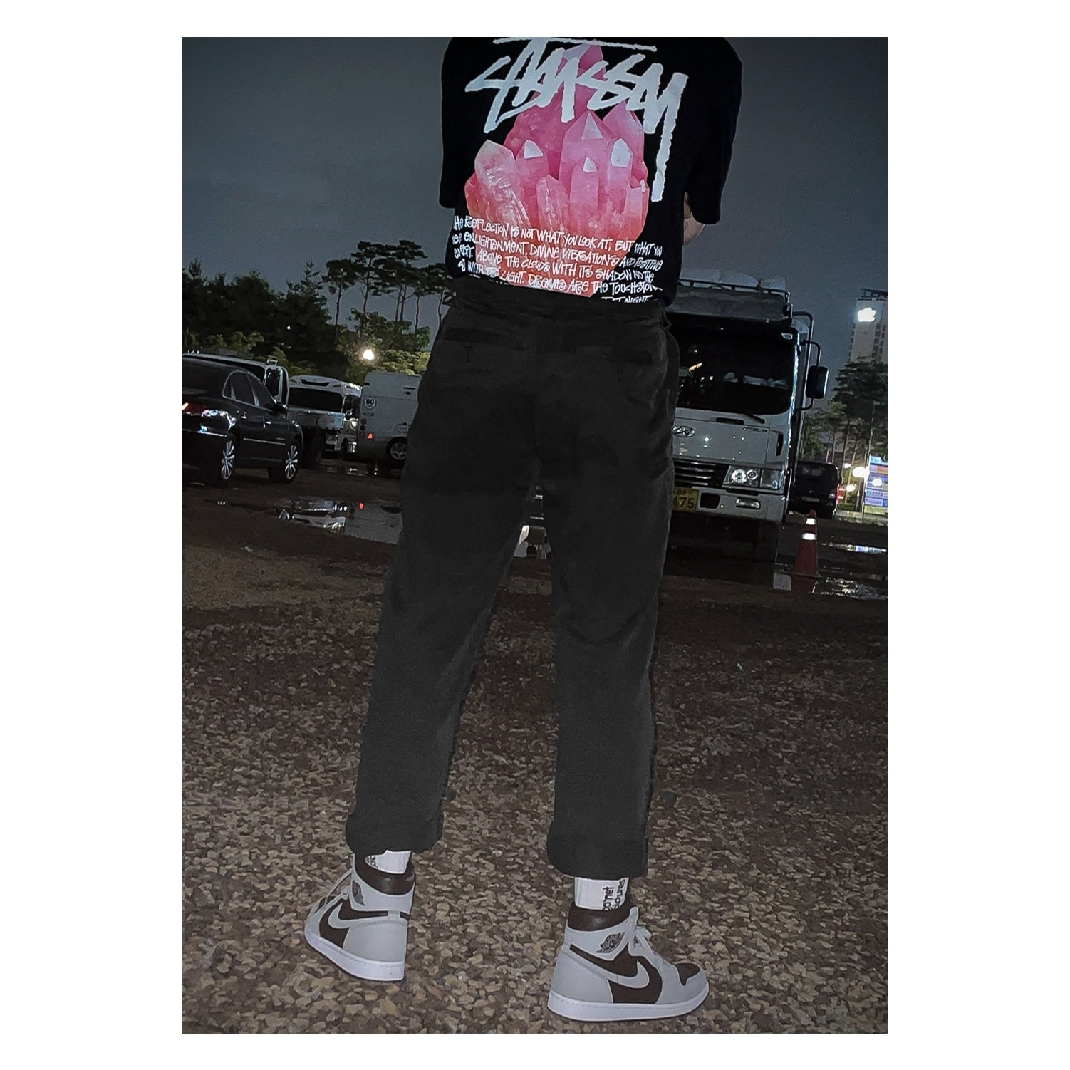 Jordan 1 Retro High OG Shadow 2.0, Stussy Reflection T-Shirt Black 착용 스타일