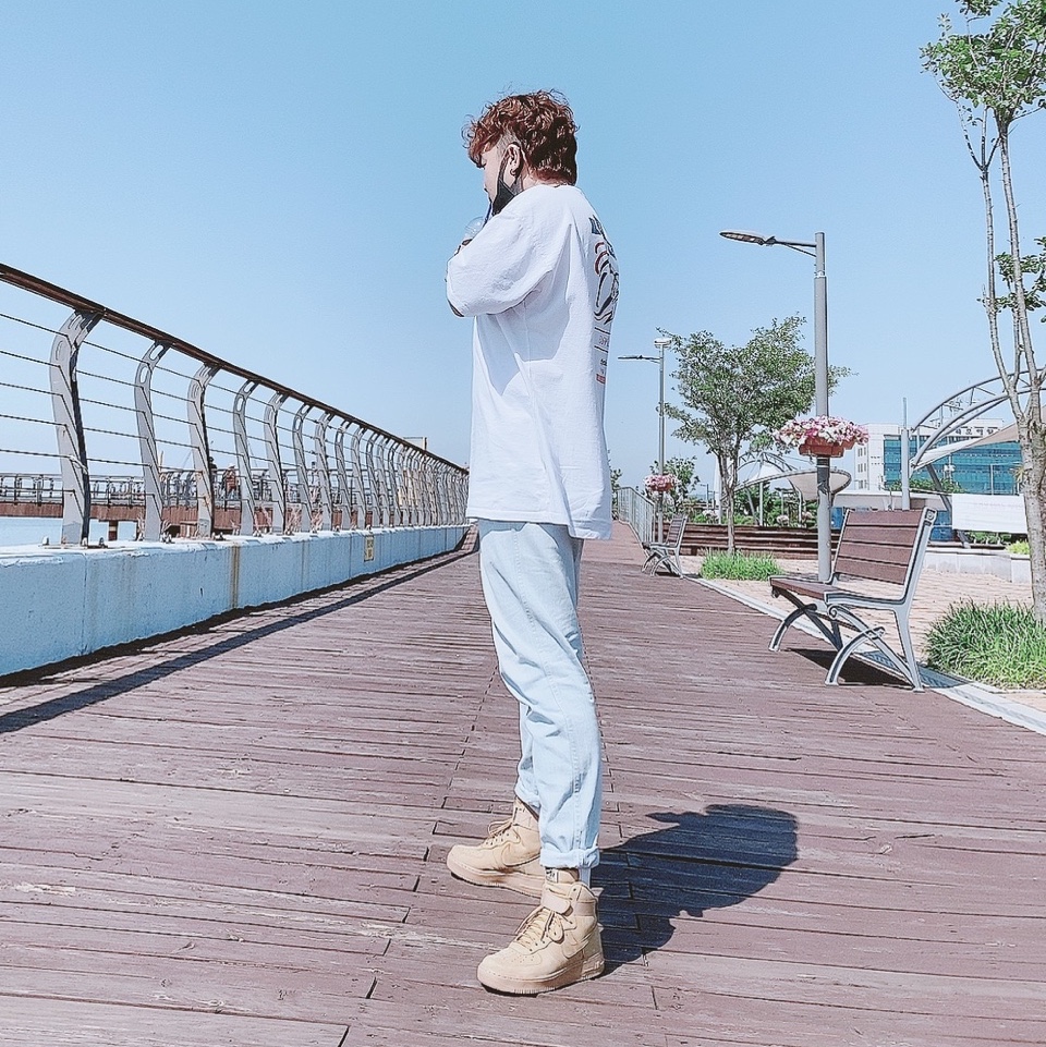 Nike Air Force 1 High '07 LV8 WB Flax, Nike Air Force 1 High Wheat 2015 착용 스타일 - 2